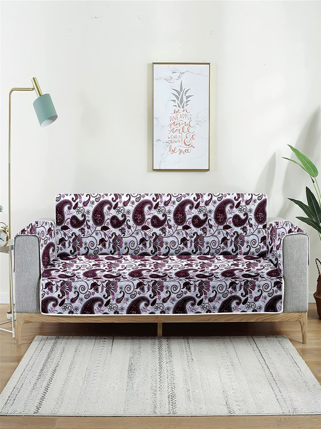 

Cortina Brown & White Ethnic Motif Printed 2-Seater Reversible Sofa Cover With Arms