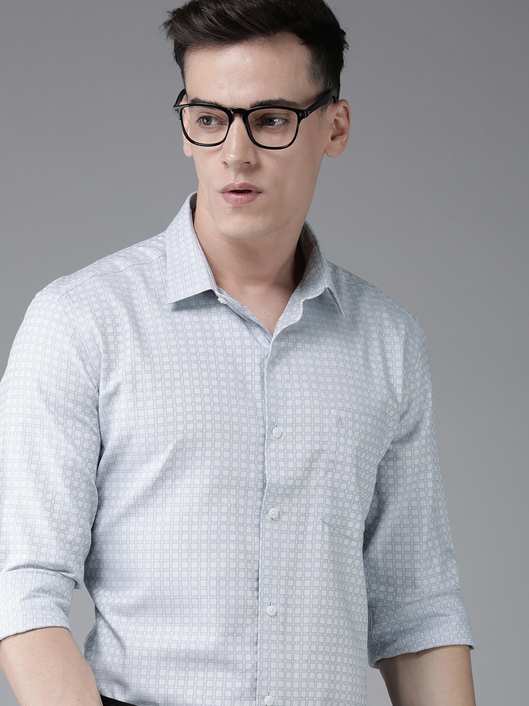 

Arrow Original Slim Fit Checked Pure Cotton Formal Shirt, Grey