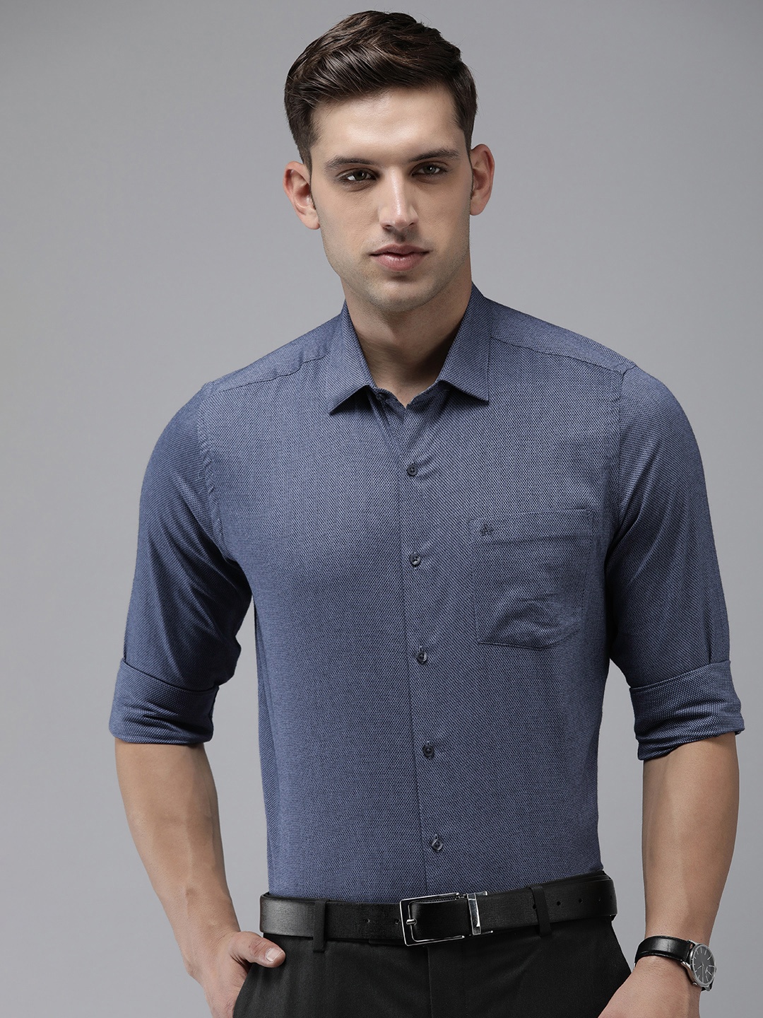 

Arrow Manhattan Textured Slim Fit Pure Cotton Formal Shirt, Grey