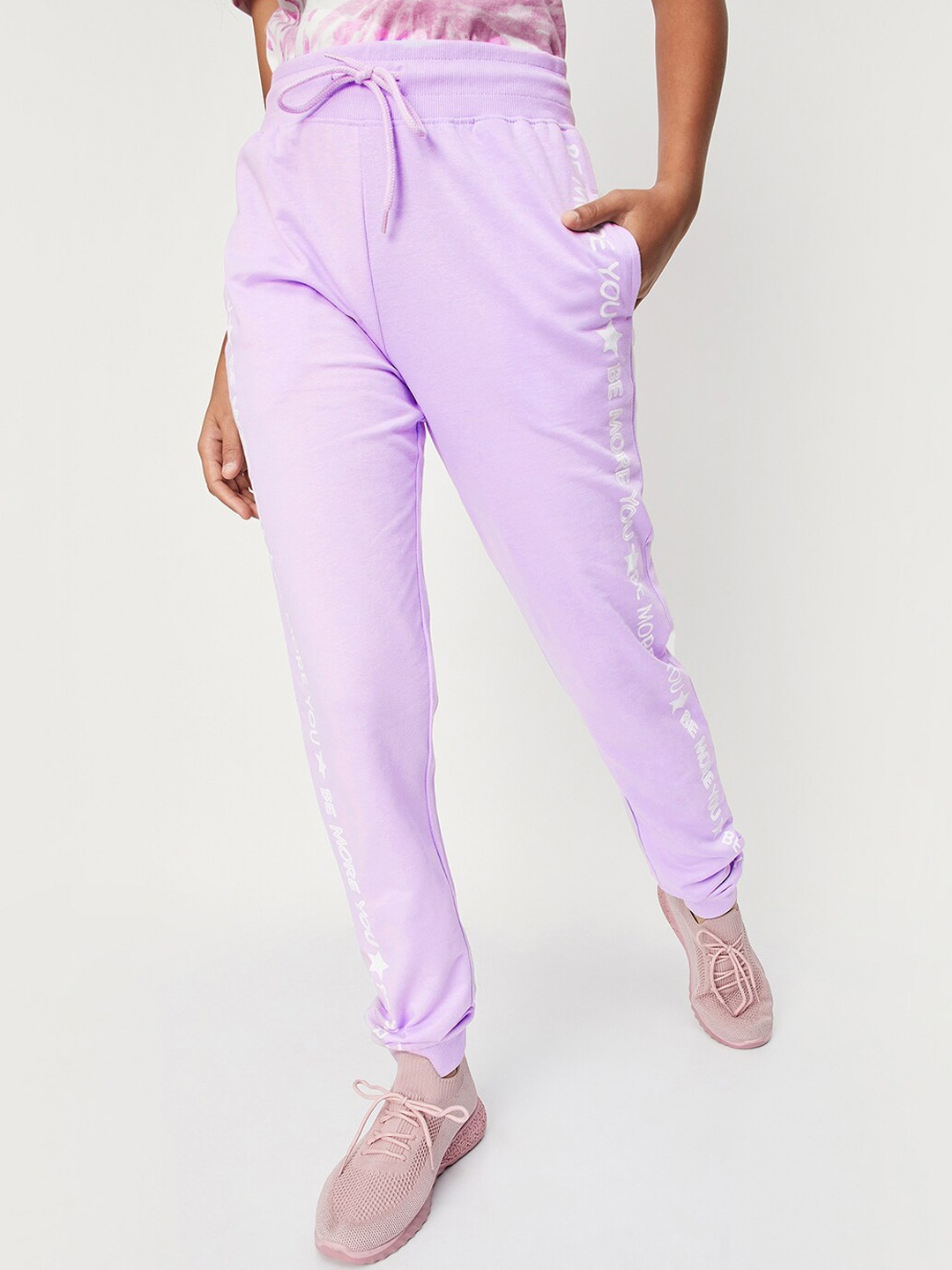 

max Girls Regular-Fit Pure Cotton Joggers, Lavender