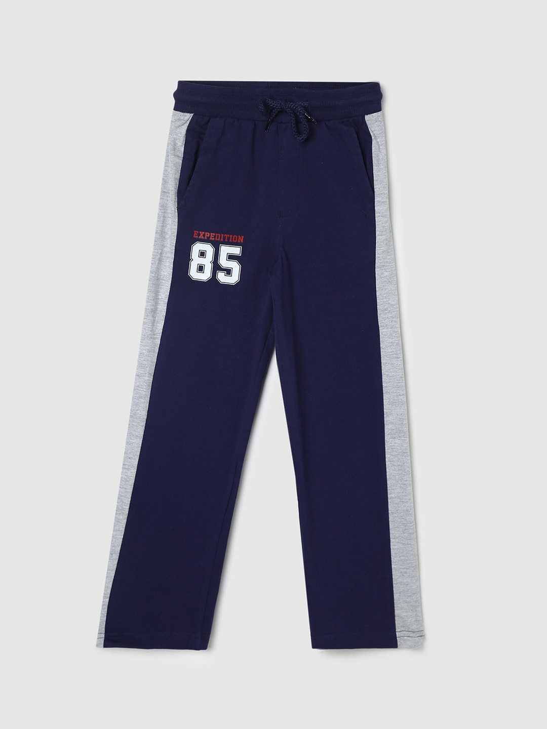 

max Boys Side Panel Detail Cotton Track Pants, Blue