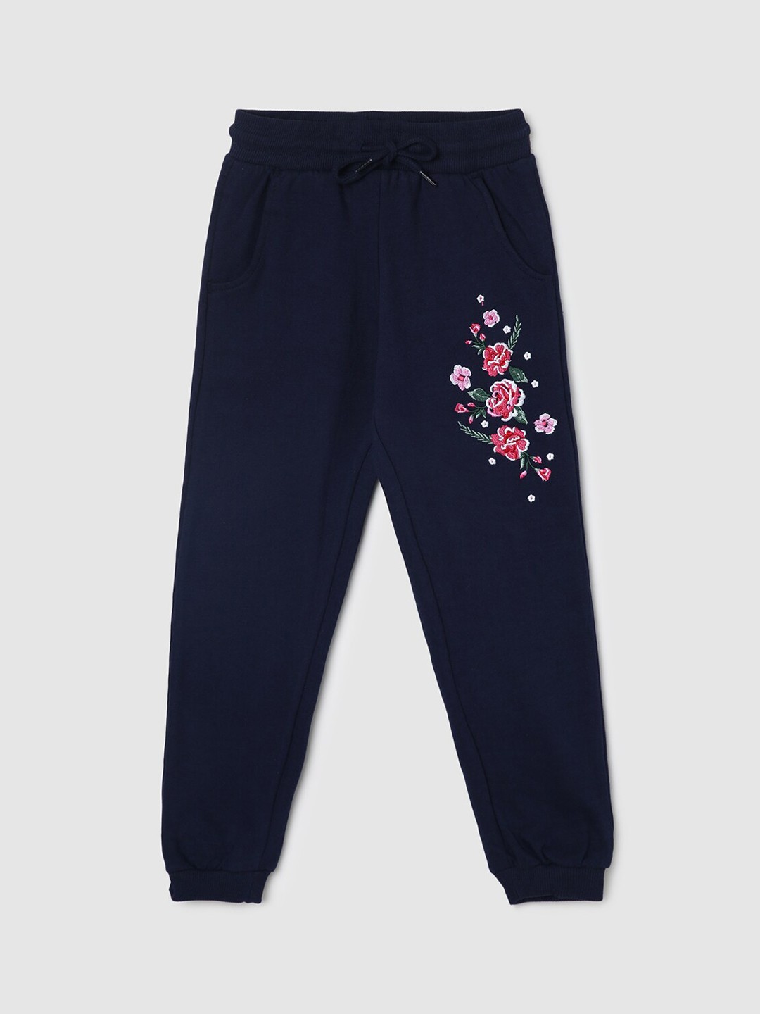 

max Girls Floral Printed Pure Cotton Track Pants, Blue