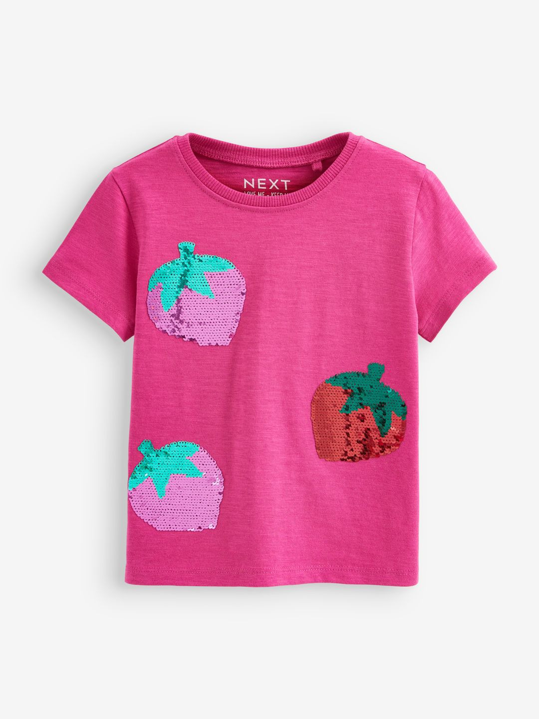 

NEXT Infant Girls Pure Cotton Self Design Flip Sequined T-shirt, Pink