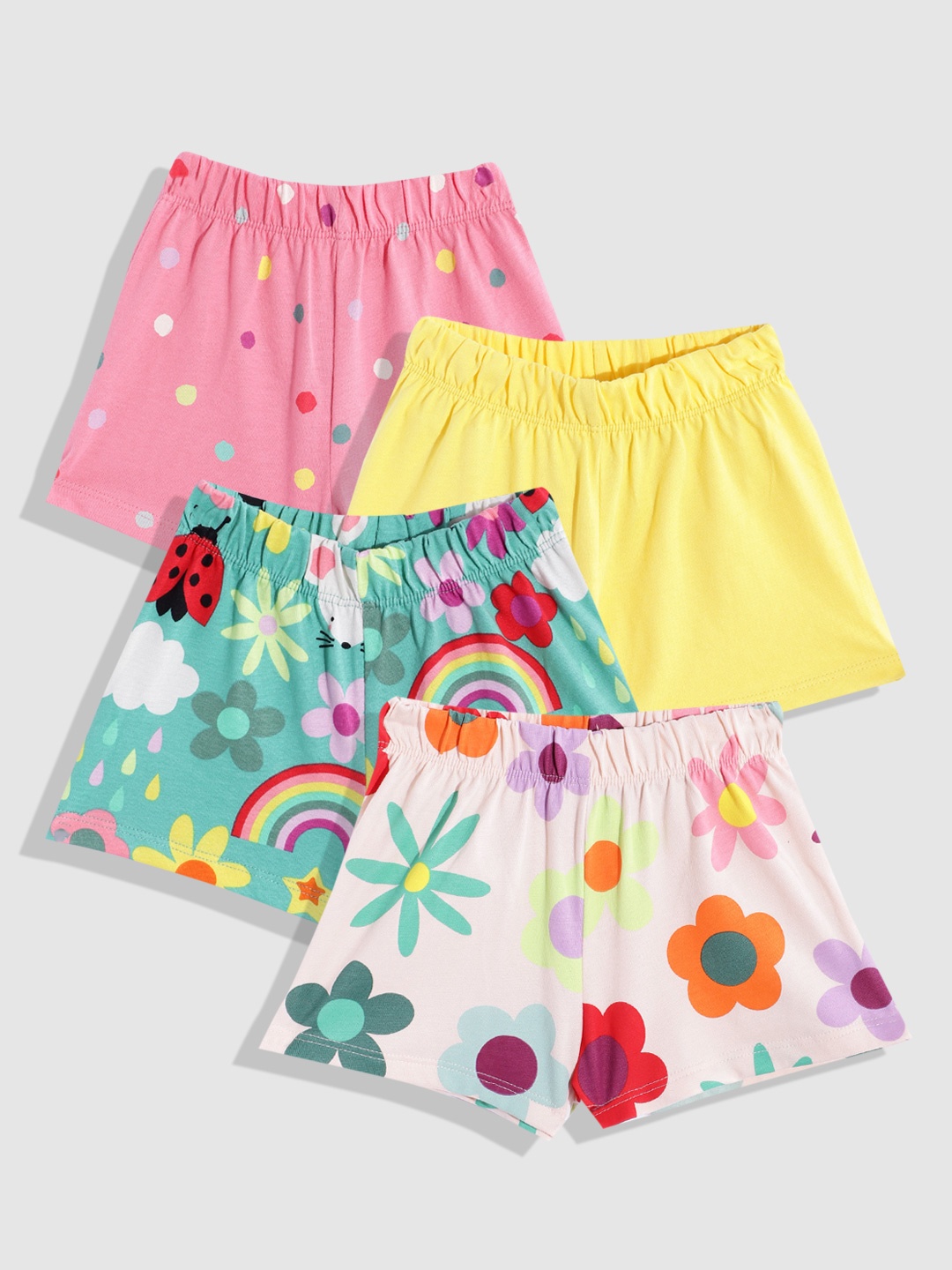 

NEXT Girls Pack of 4 Printed Pure Cotton Shorts, Pink