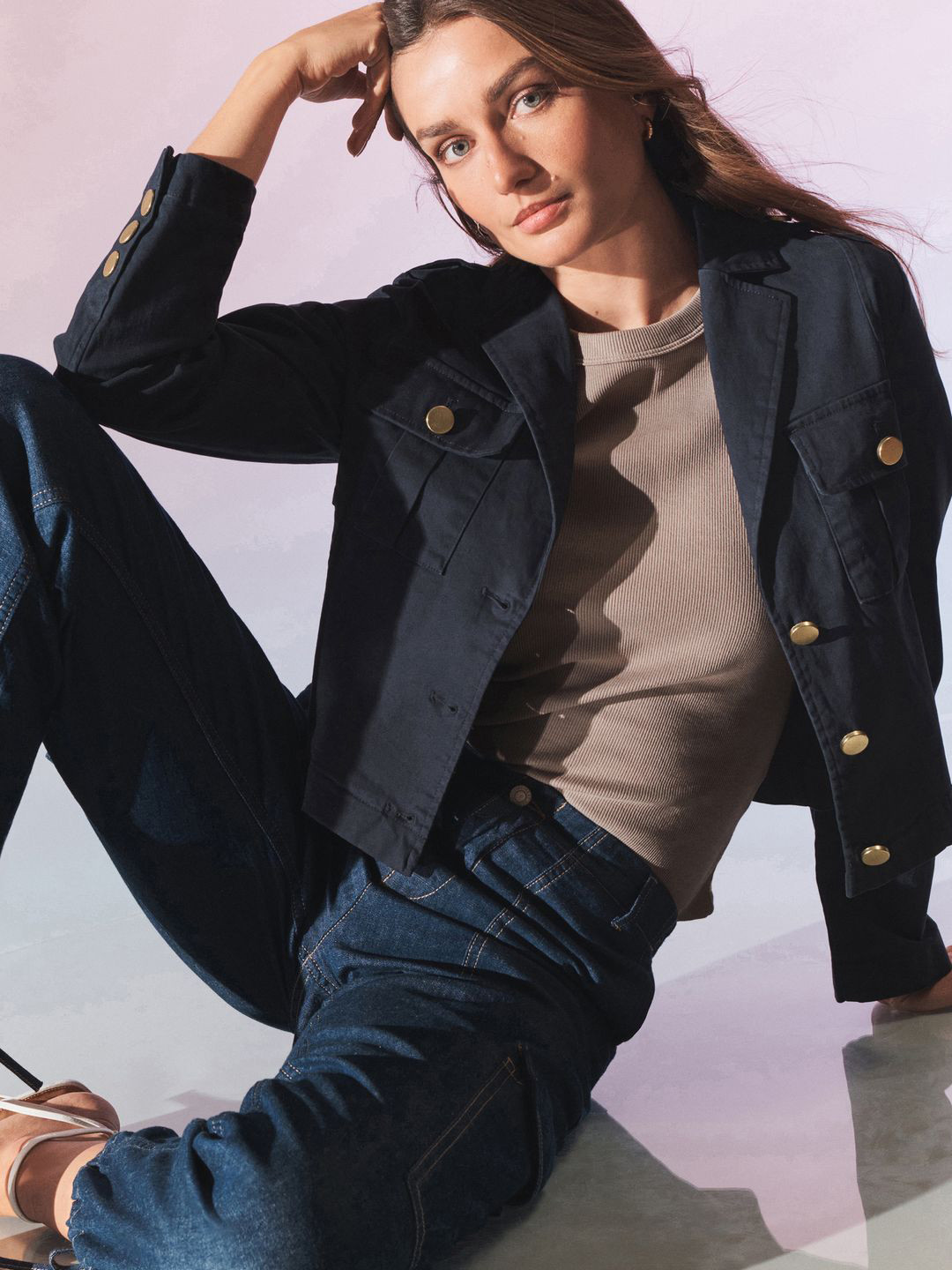 

NEXT Women Solid Tailored Jacket, Navy blue