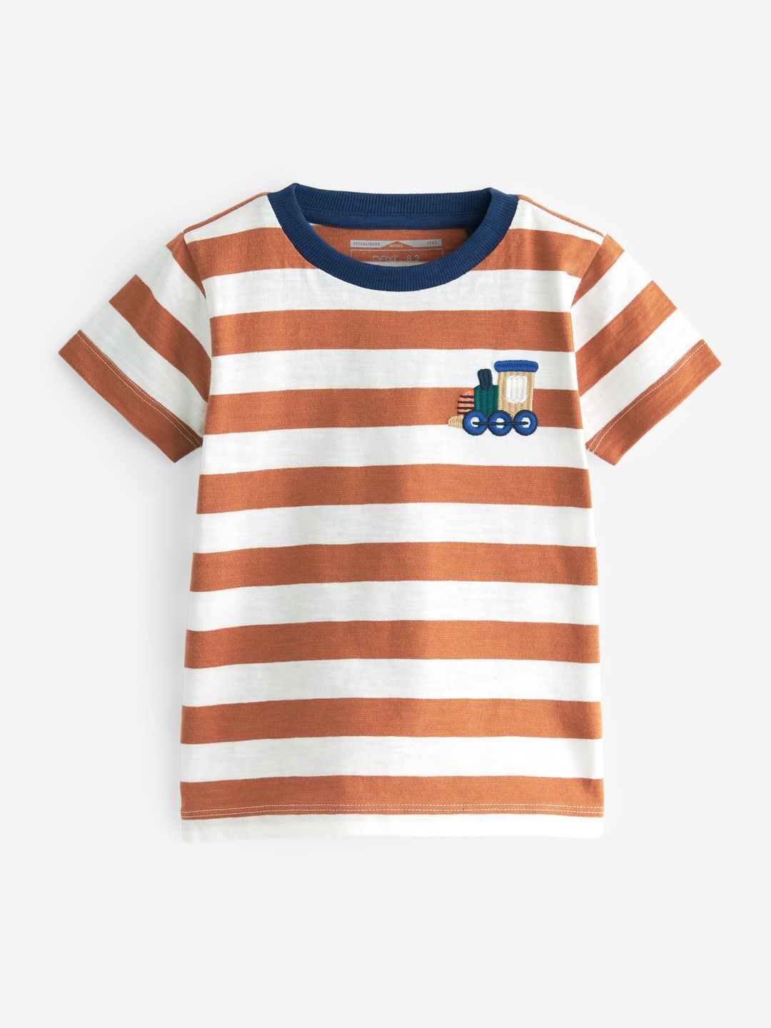 

NEXT Infant Boys Pure Cotton Striped Applique Detail T-shirt, Brown