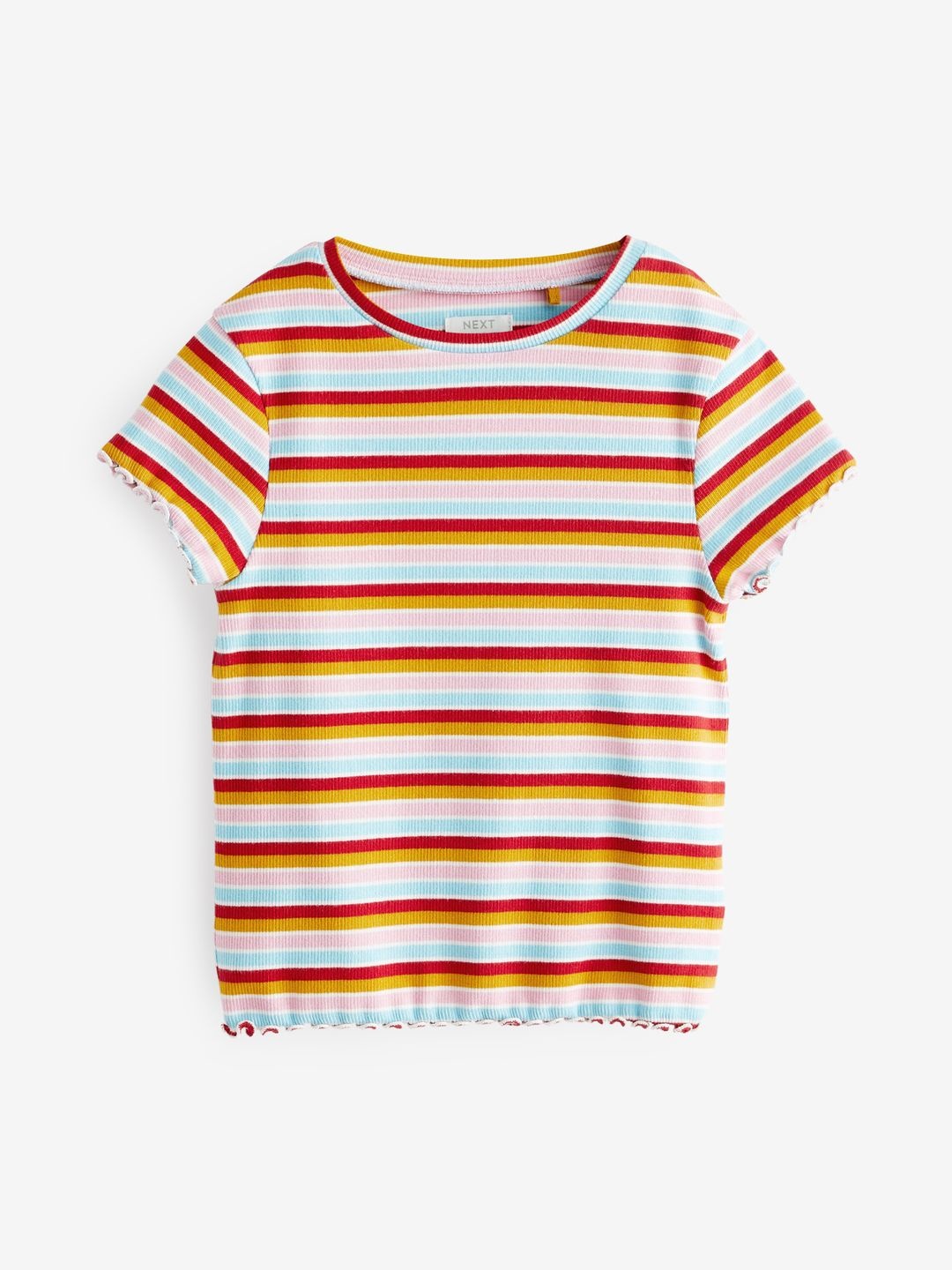 

NEXT Girls Striped Ruffle Detail Top, Blue