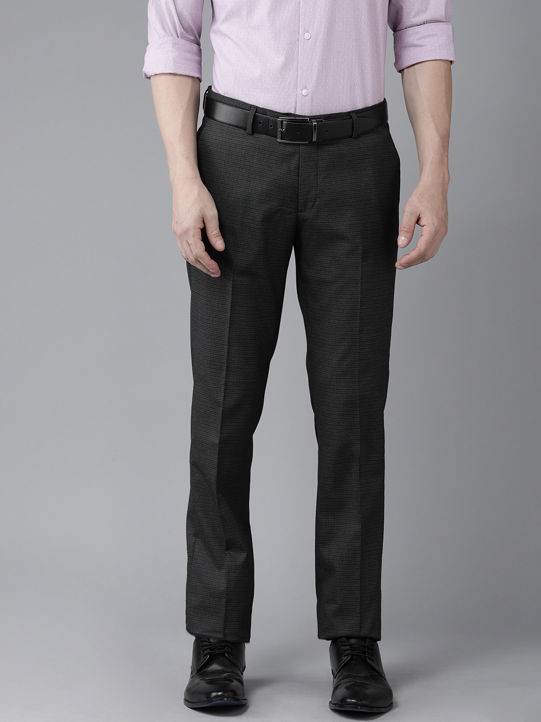 

Arrow Men Checked Tailored Formal Trousers, Black