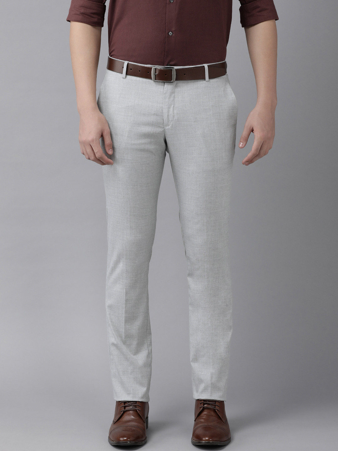 

Arrow Men Mid-Rise Tailored Trousers, Grey
