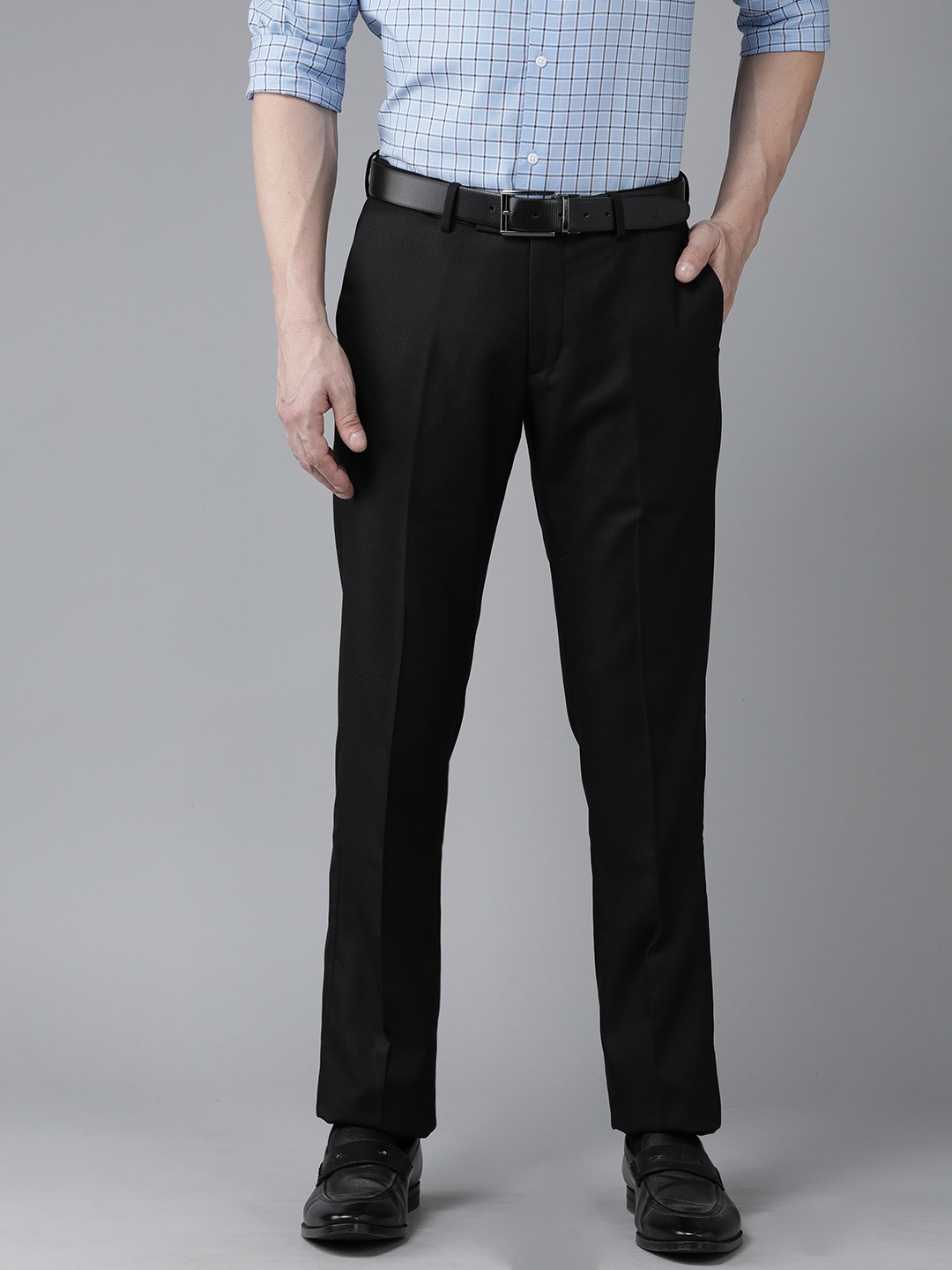 Arrow Men Solid Tailored Fit Formal Trousers, Black