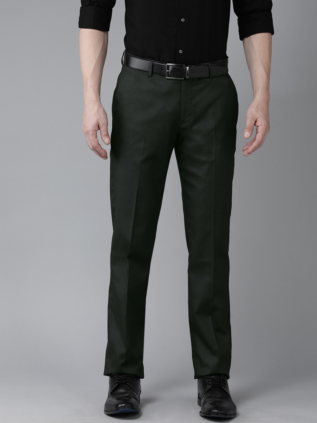 

Arrow Men Solid Tailored Fit Formal Trousers, Charcoal
