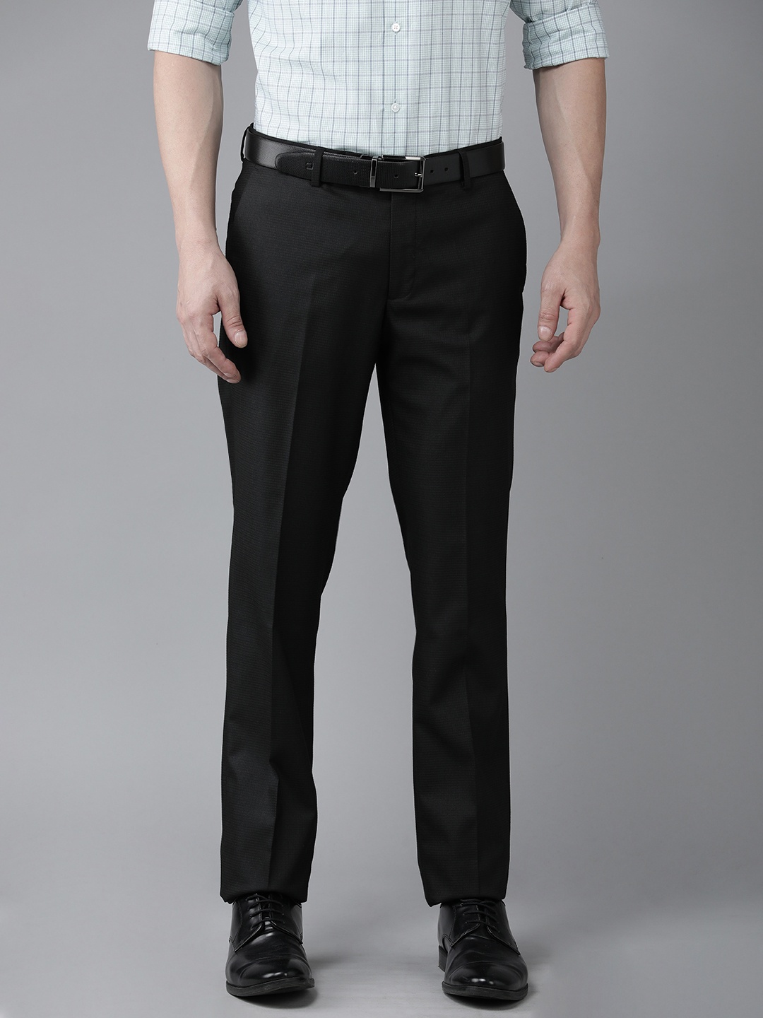 

Arrow Men Tailored Fit Textured Trousers, Black