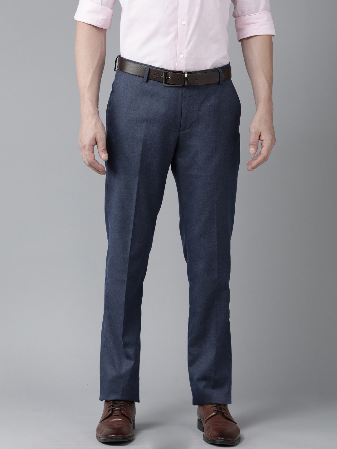 

Arrow Men Tailored Fit Formal Trousers, Navy blue
