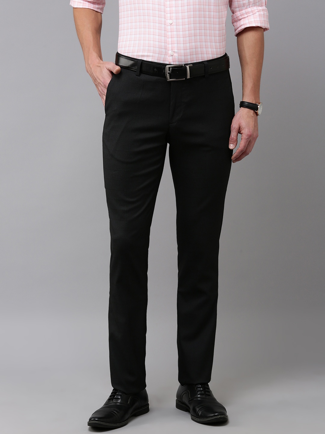 

Arrow Checked Tailored Formal Trousers, Black