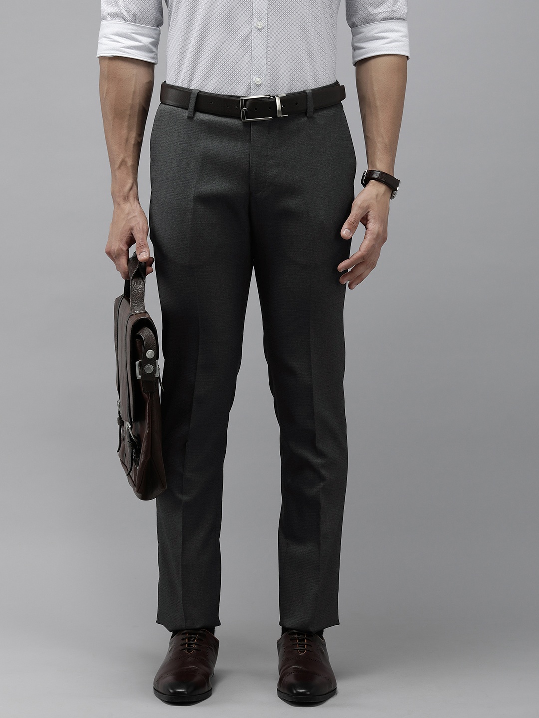 

Arrow Men Textured Tailored Trousers, Grey