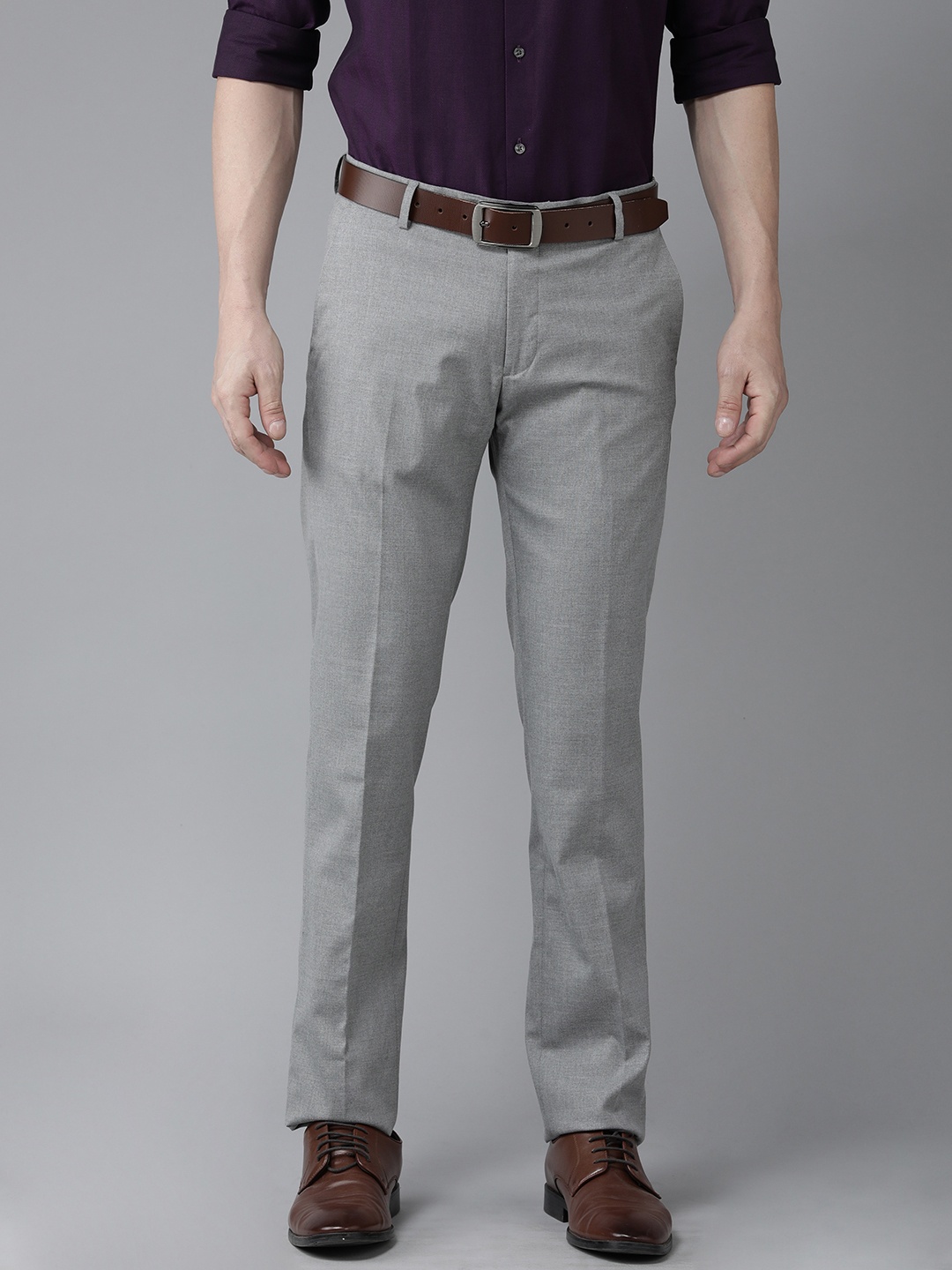 

Arrow Men Tailored Fit Textured Trousers, Grey