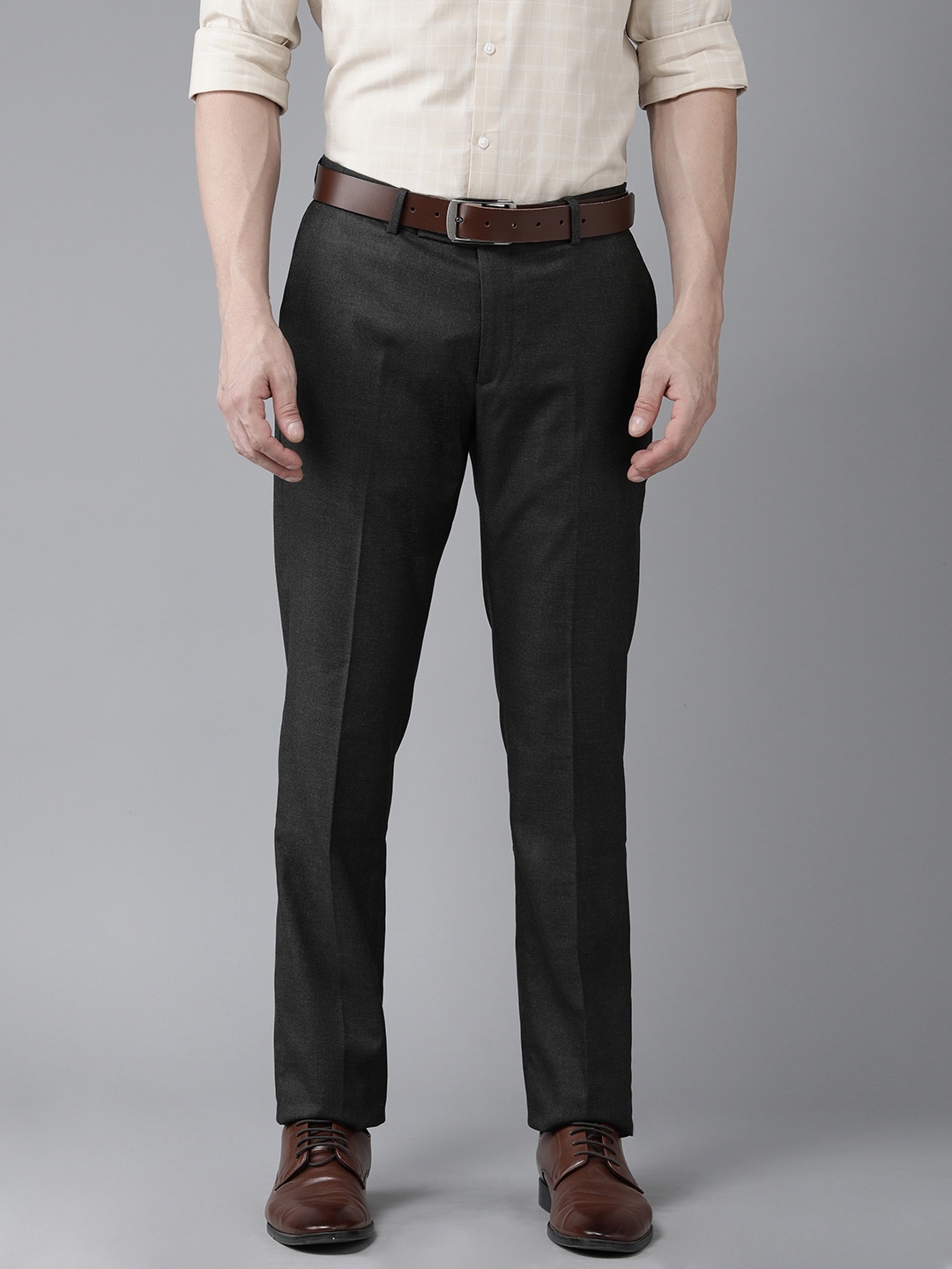 

Arrow Men Tailored Fit Formal Trousers, Charcoal