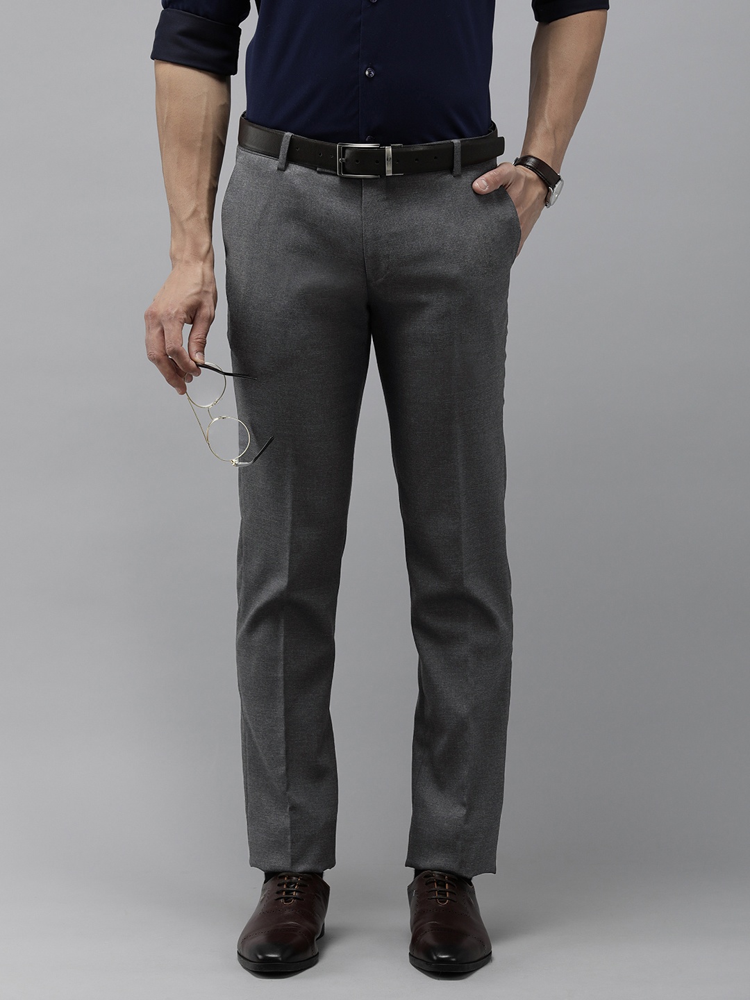 

Arrow Men Textured Tailored Trousers, Charcoal