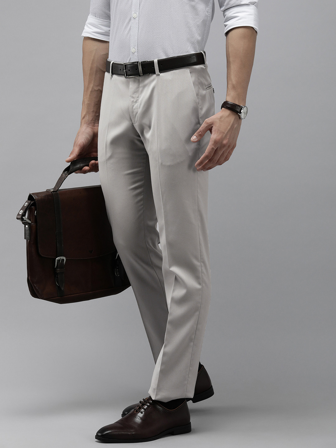 

Arrow Men Textured Tailored Formal Trousers, Grey