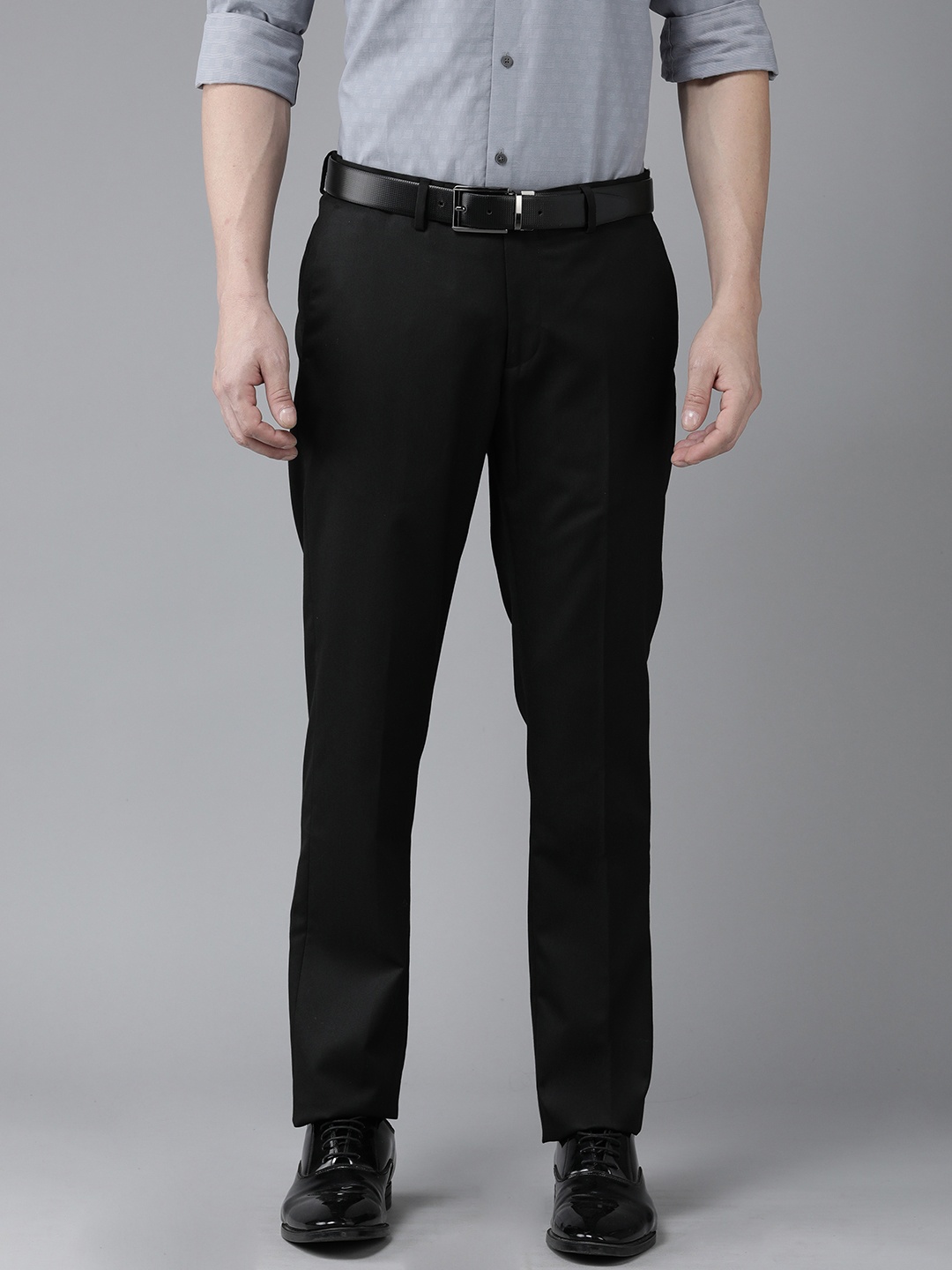 

Arrow Men Tailored Fit Formal Trousers, Black