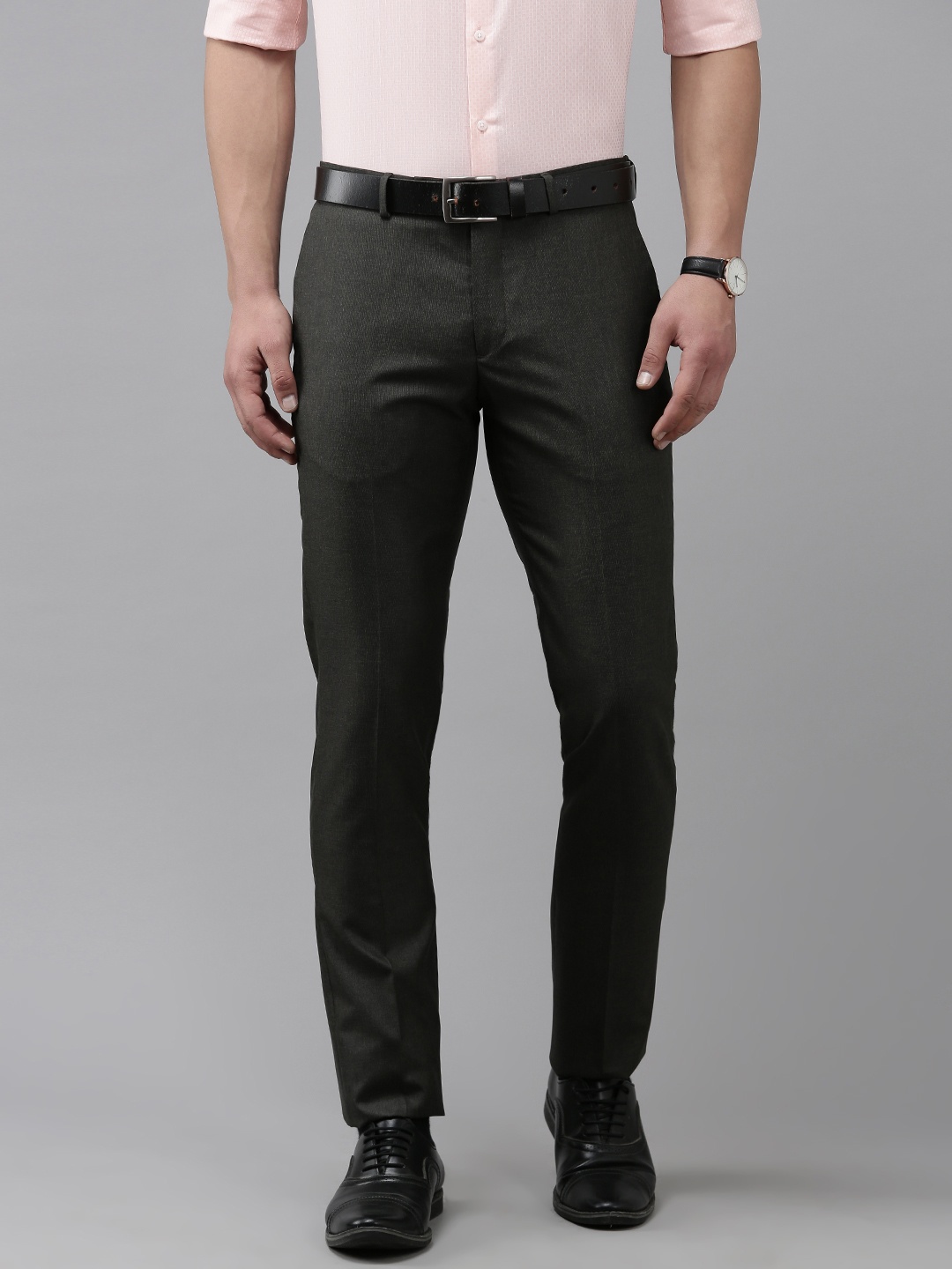 

Arrow Men Flat Front Tailored Formal Trousers, Charcoal
