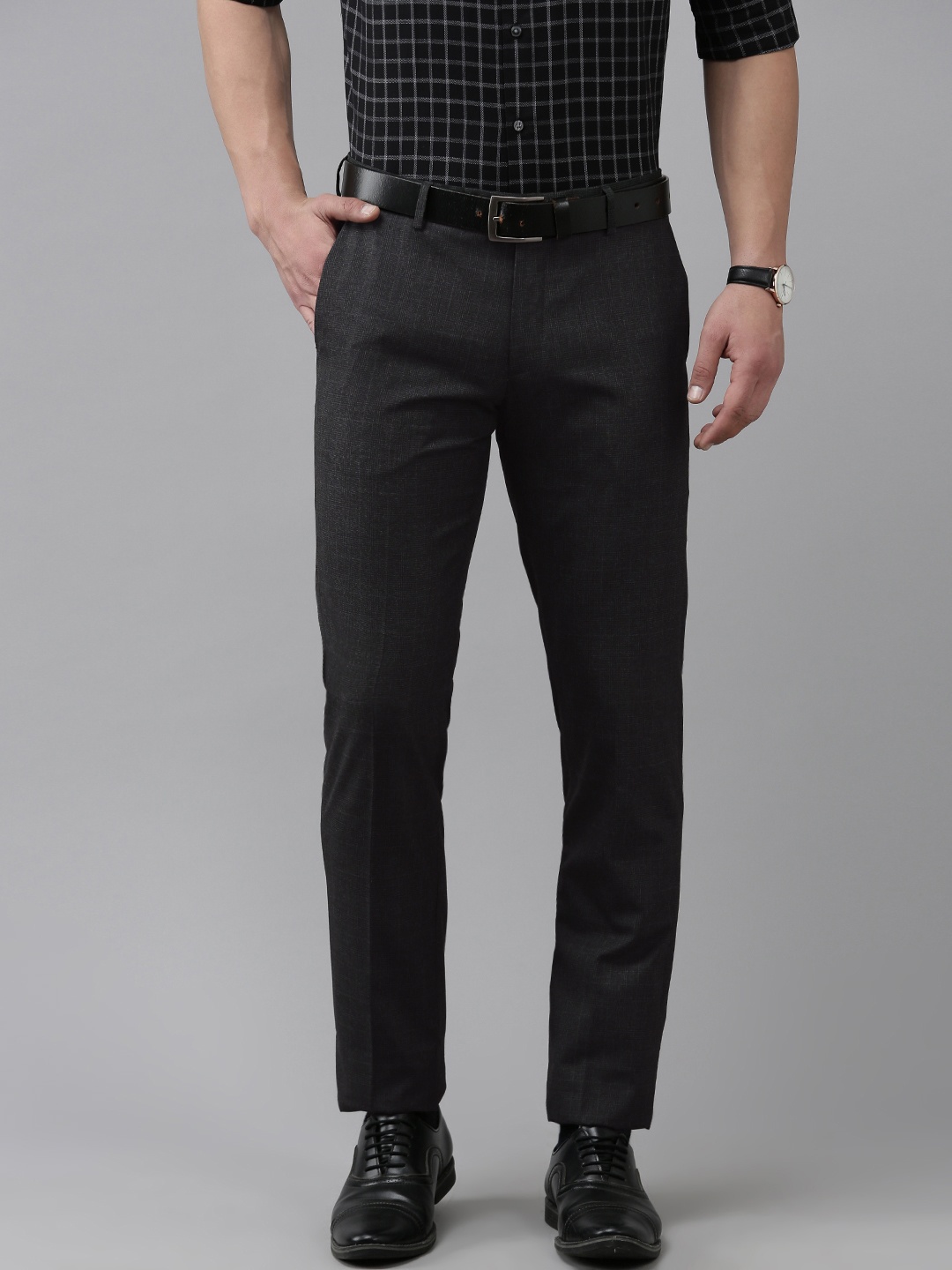 Arrow Men Tailored Formal Trousers, Charcoal