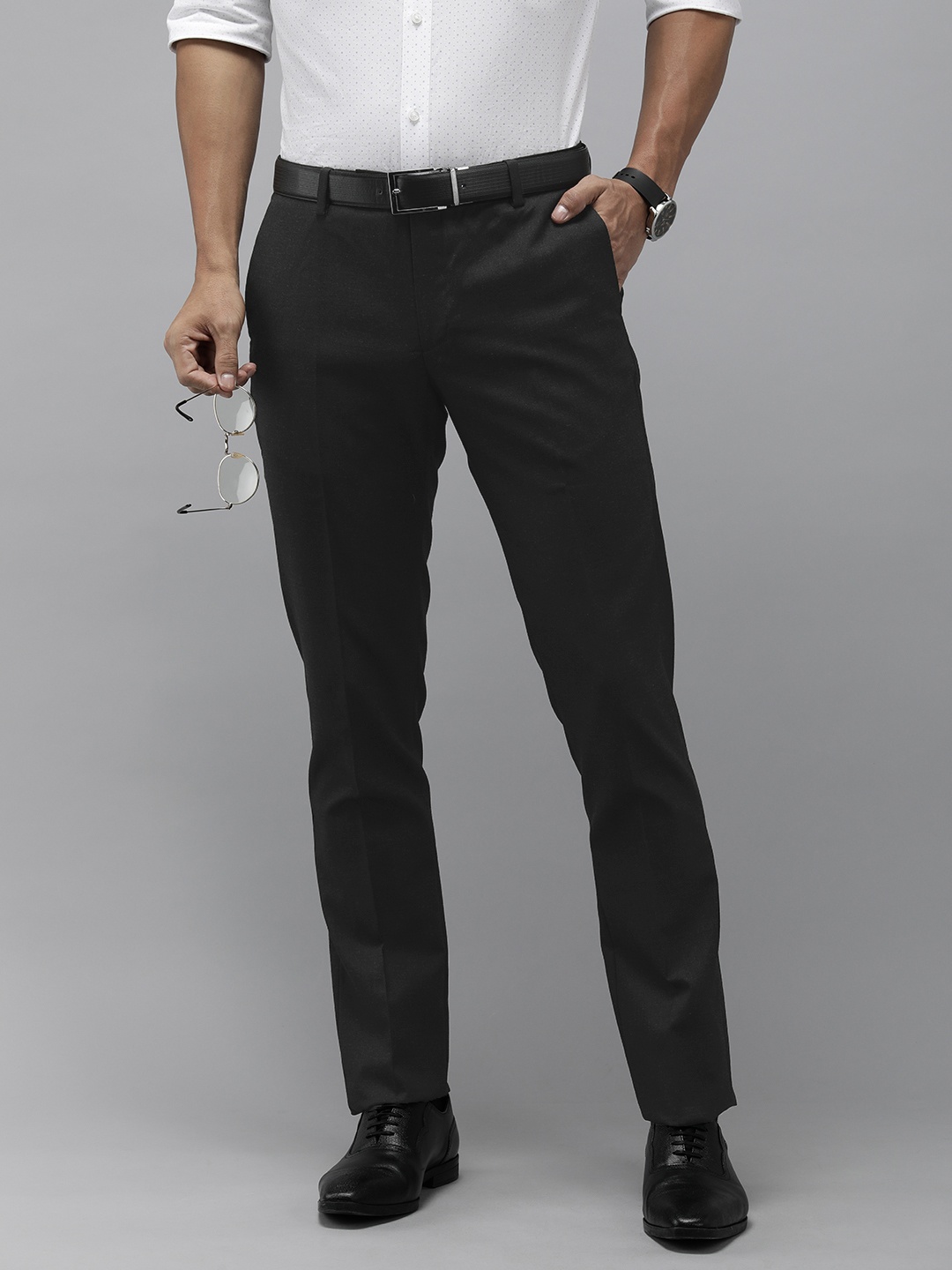 

Arrow Men Textured Tailored Trousers, Black