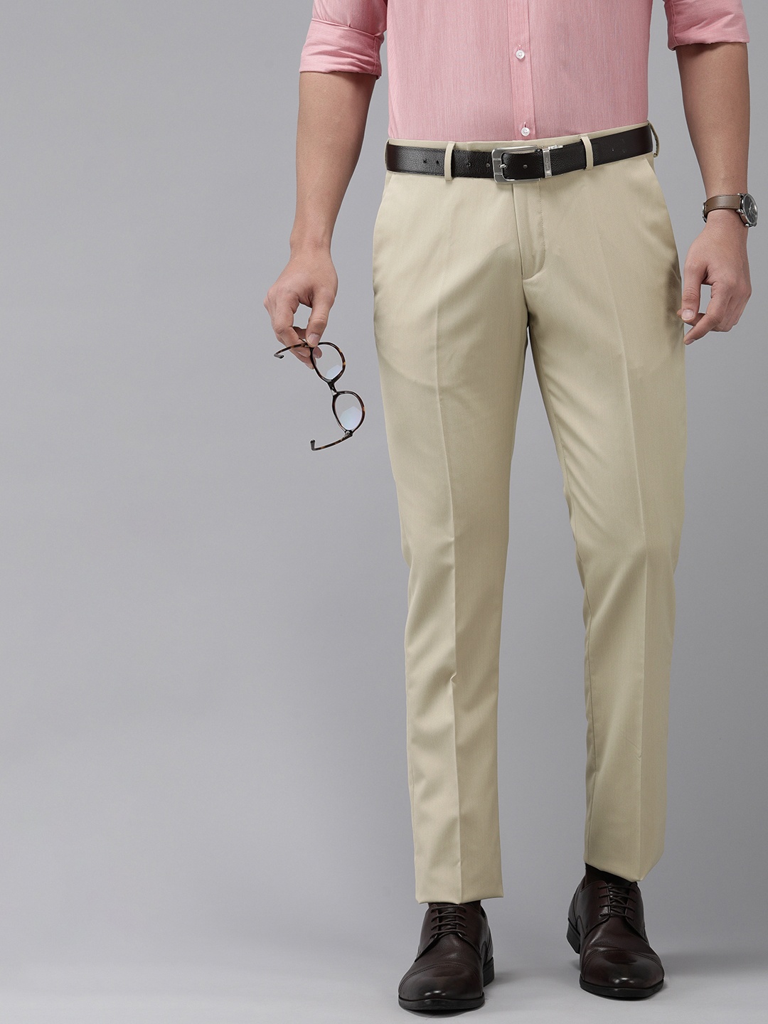 

Arrow Men Textured Tailored Formal Trousers, Beige