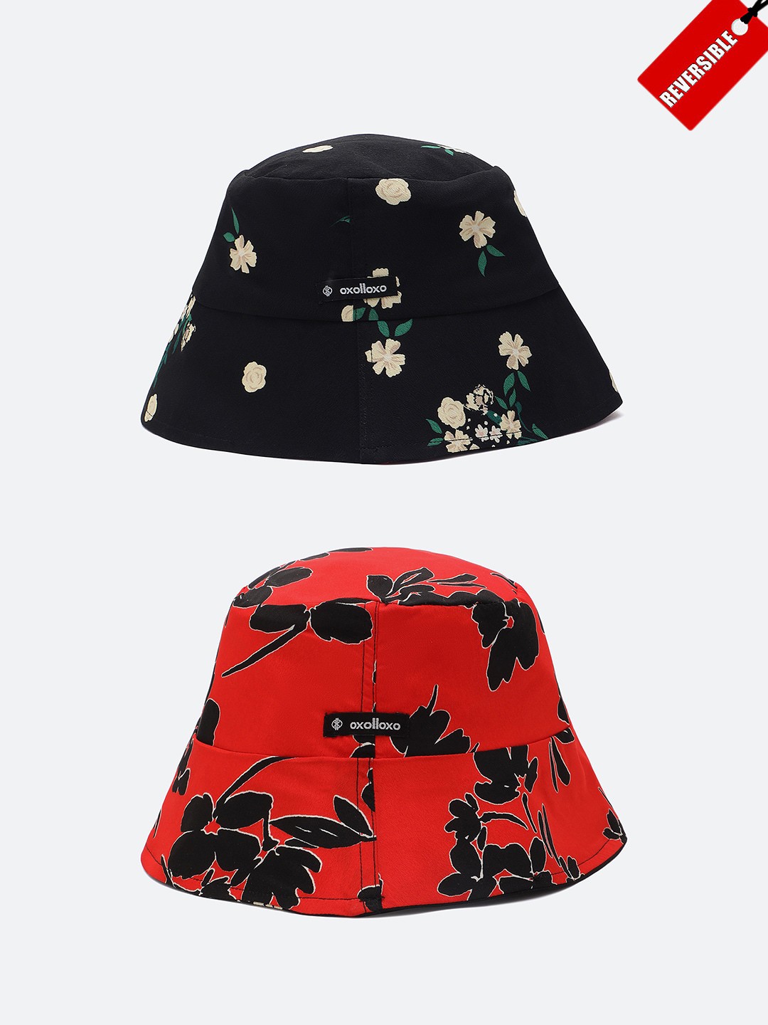 

Oxolloxo Women Floral Printed Reversible Light Weight Bucket Hat, Red
