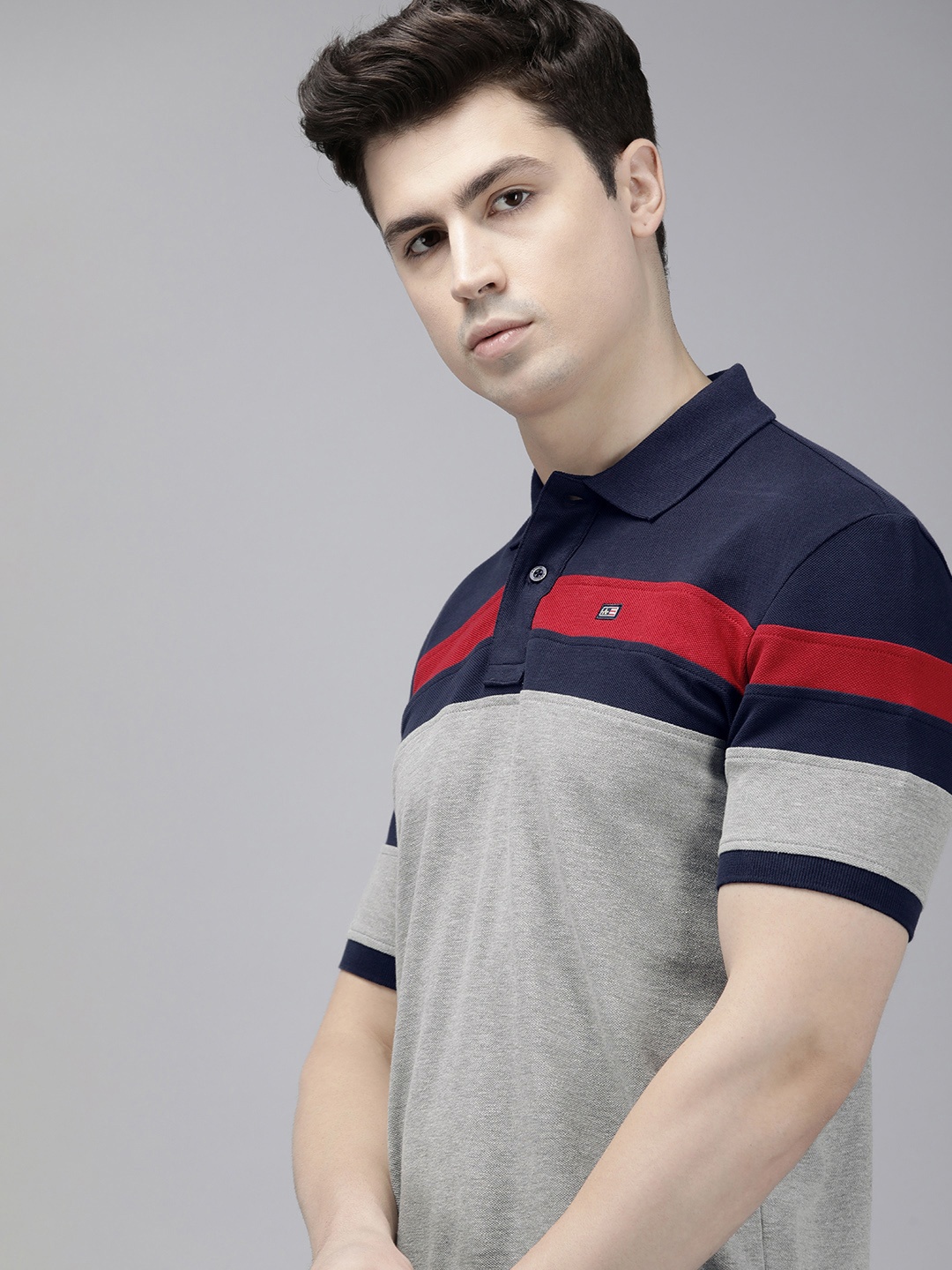 

Arrow Colourblocked Polo Collar T-shirt, Grey