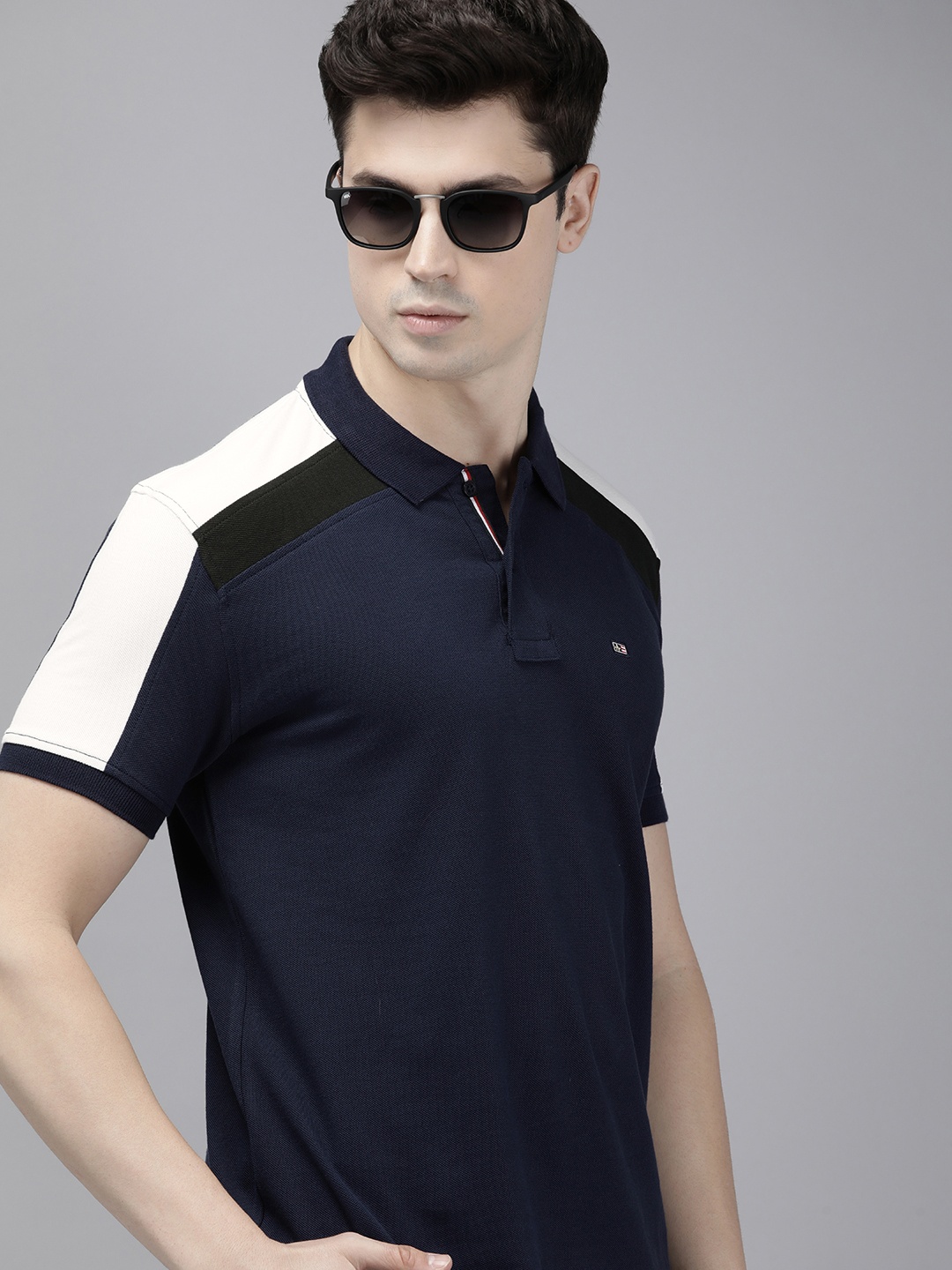 

Arrow Polo Collar Pure Cotton T-shirt, Navy blue