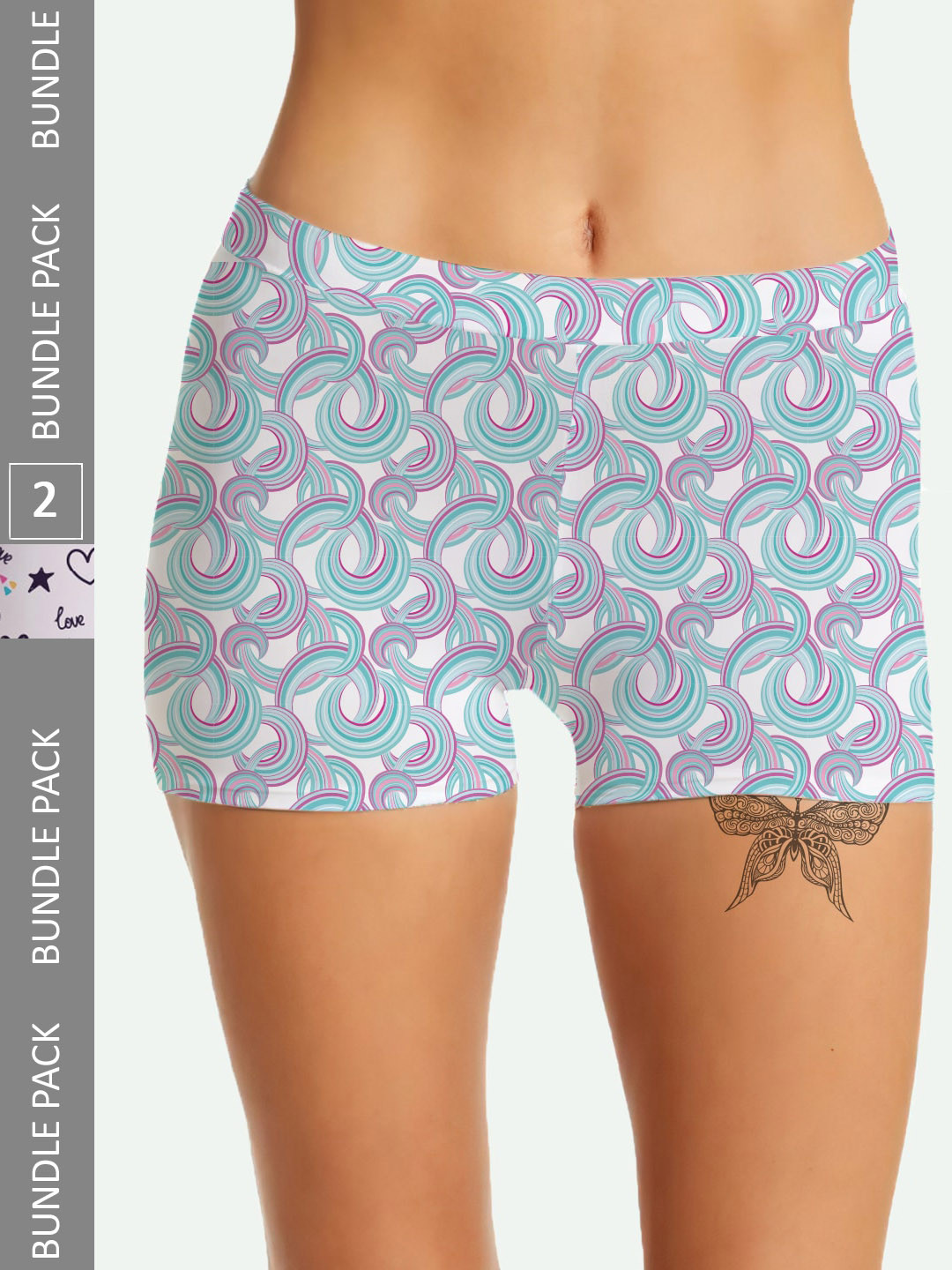 

mezmoda Women Pack Of 2 Printed Ultra Soft Boyshorts Briefs, Blue
