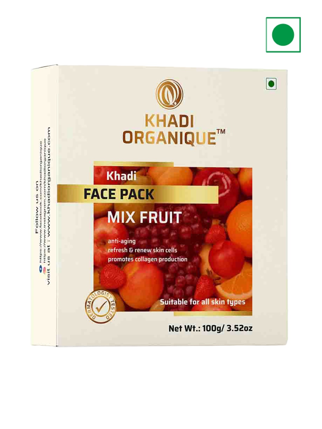 

Khadi Organique Mix Fruit Face Mask for Glowing Skin 100 g, Off white
