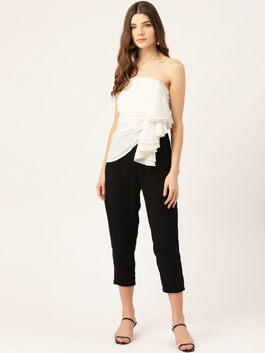 

DODO & MOA Strapless Ruffled Basic Jumpsuit, Black