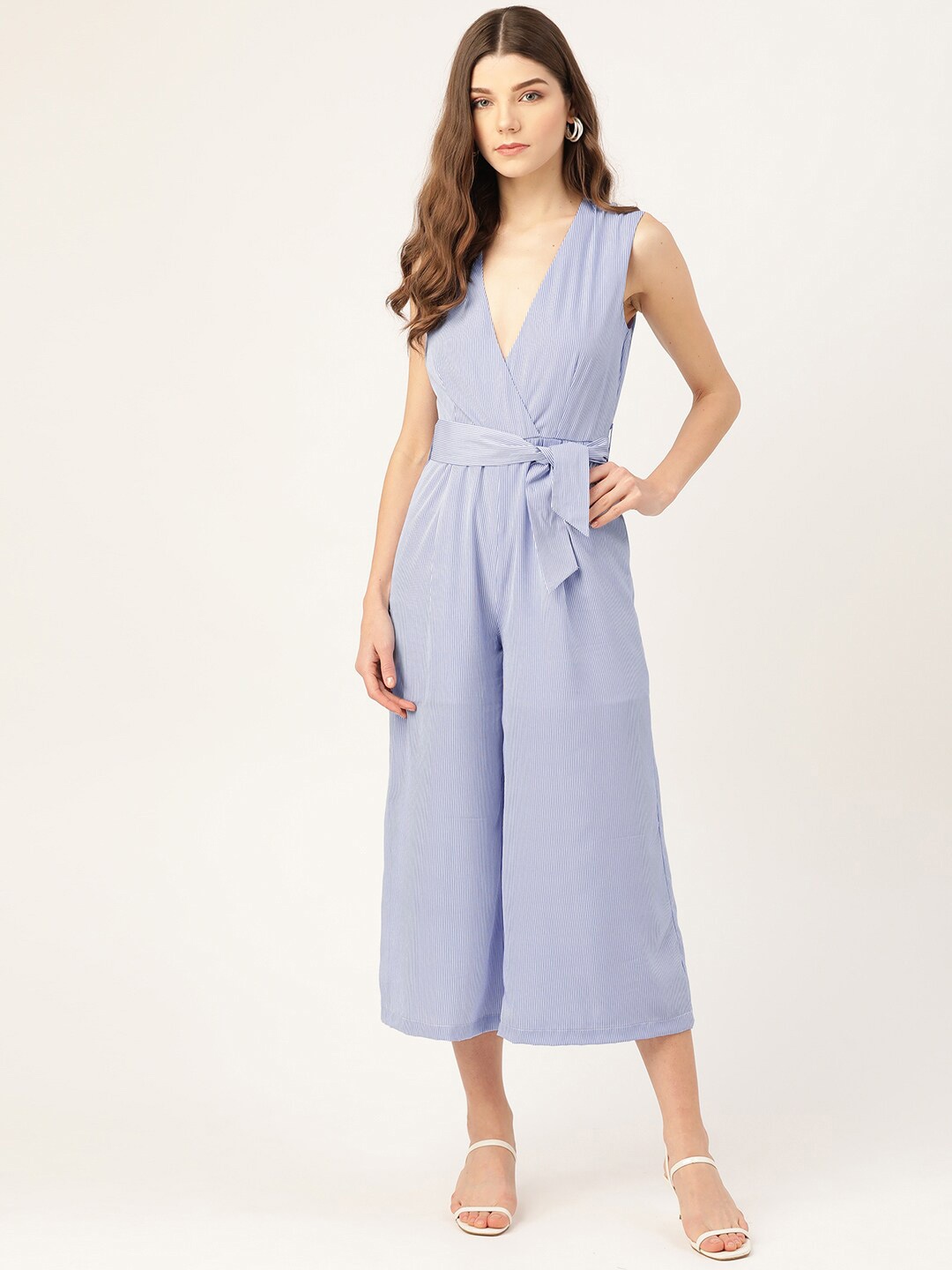 

DODO & MOA Striped Cropped Basic Jumpsuit, Blue