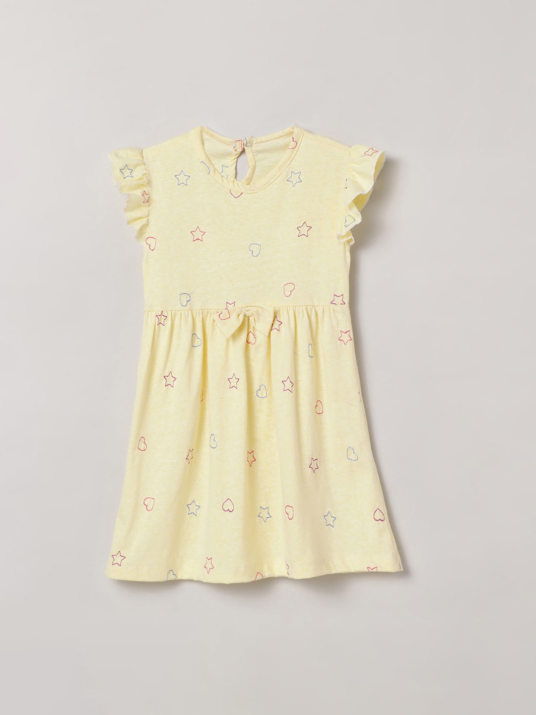 

The Boo Boo Club Girls Conversational Embroidered Pure Cotton Fit & Flare Dress, Yellow