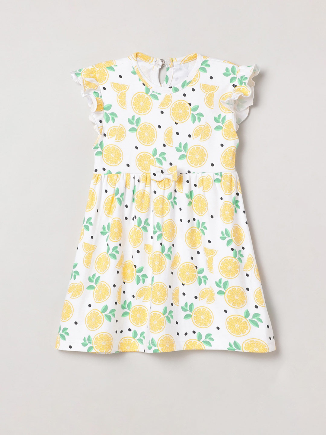 

The Boo Boo Club Girls Tropical Flutter Sleeve Bow Detail Dress, White
