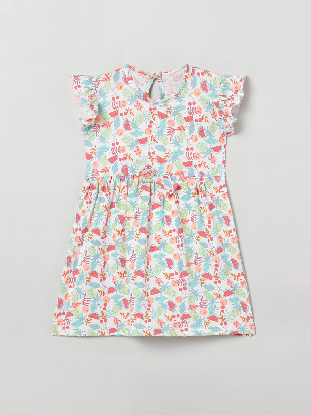 

The Boo Boo Club Girls Tropical Flutter Sleeve Bow Detail Dress, White