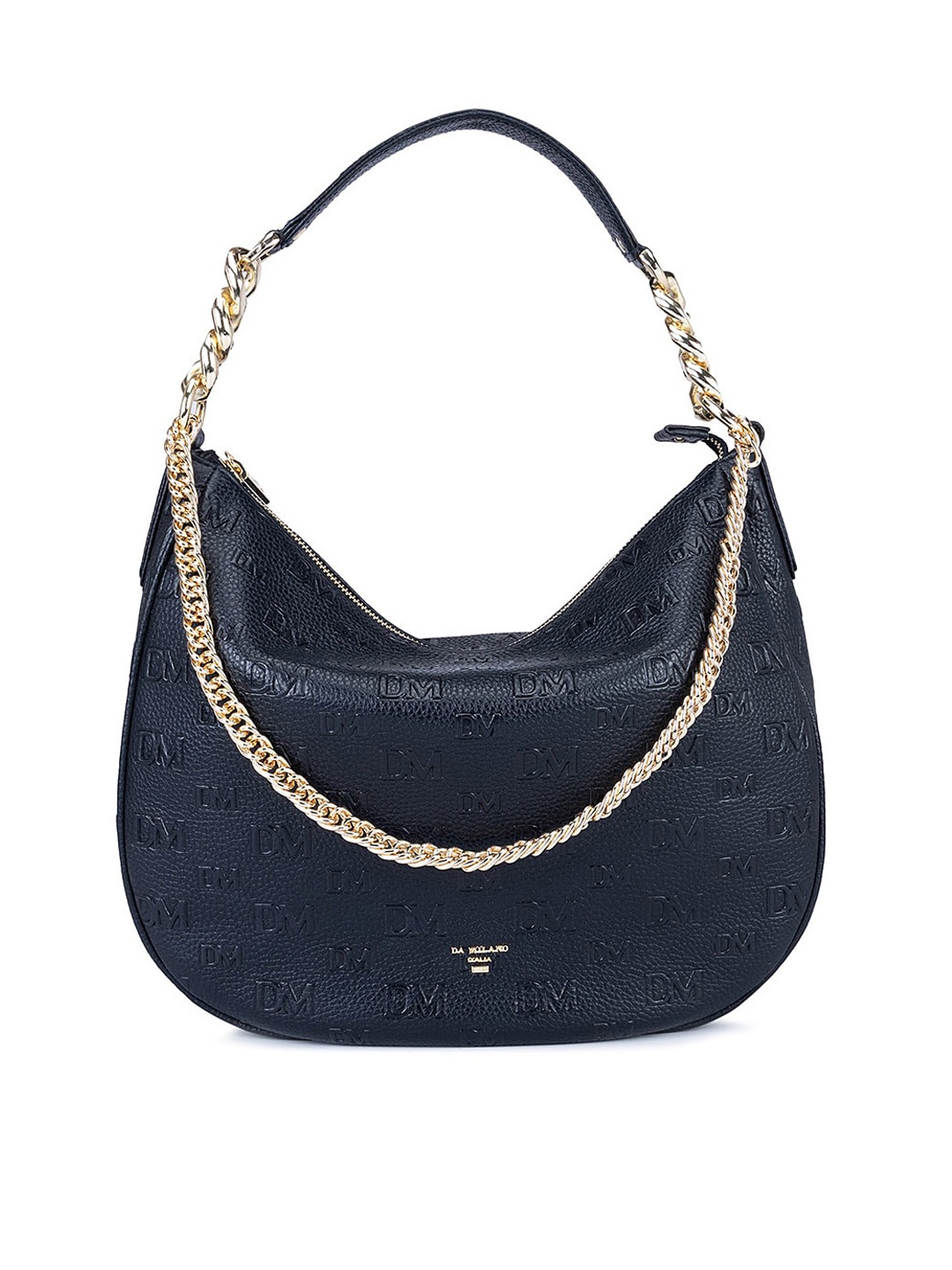 

Da Milano Textured Leather Shoulder Bag, Black
