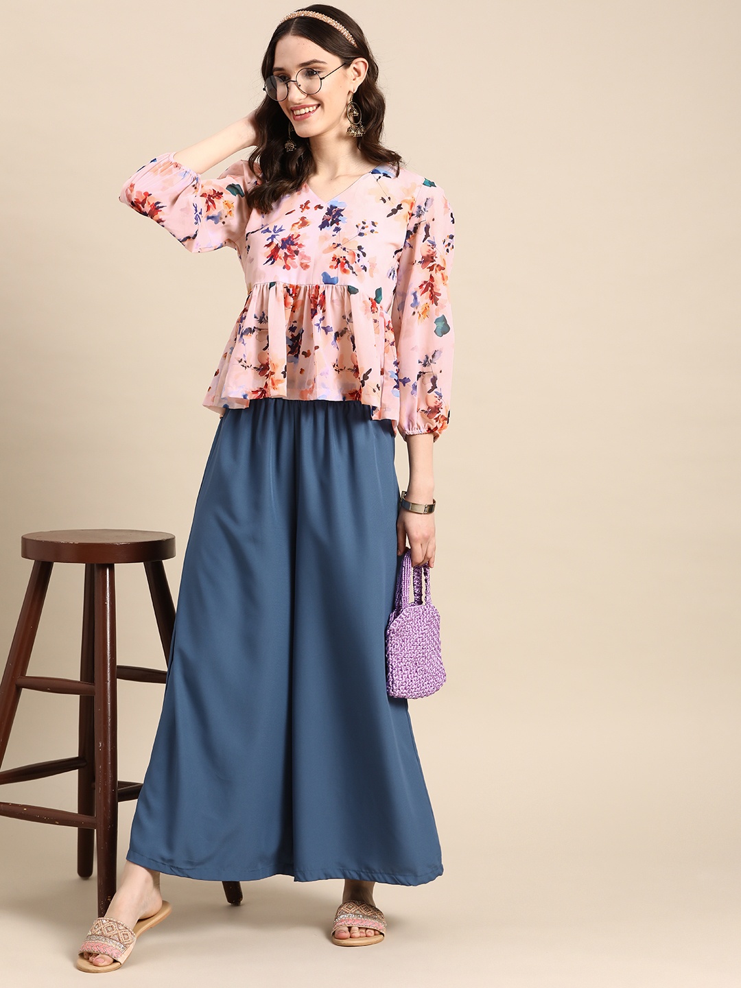 

Sangria Printed Co-Ords Set, Peach