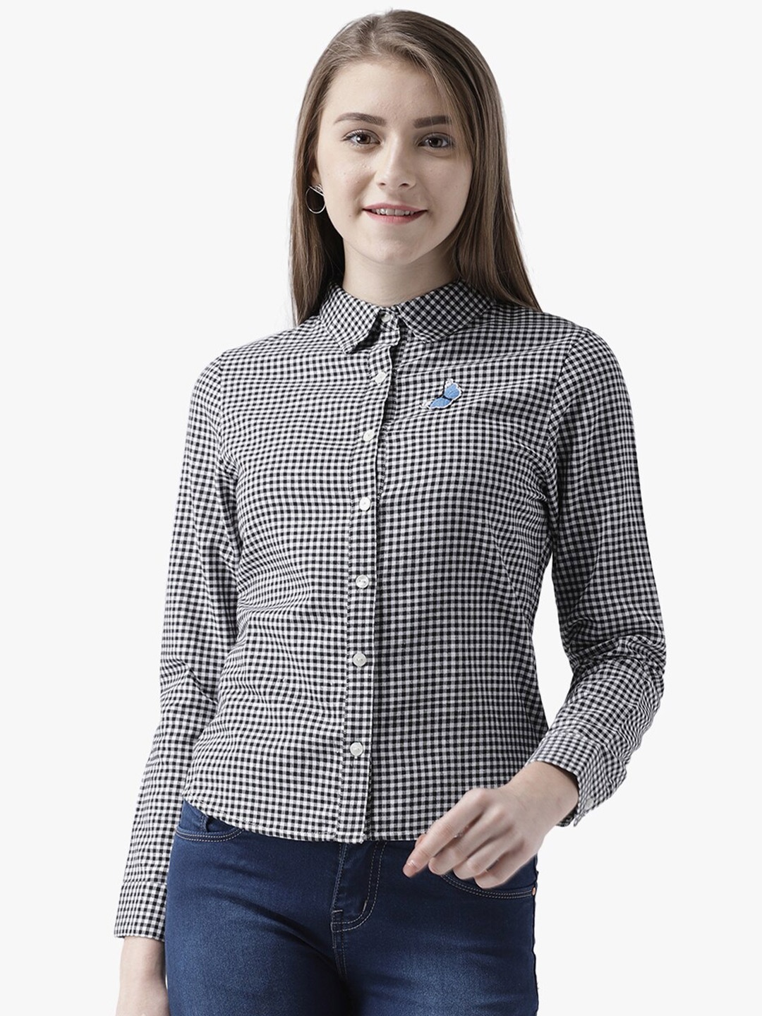 

DODO & MOA Checked Cotton Casual Shirt, Black