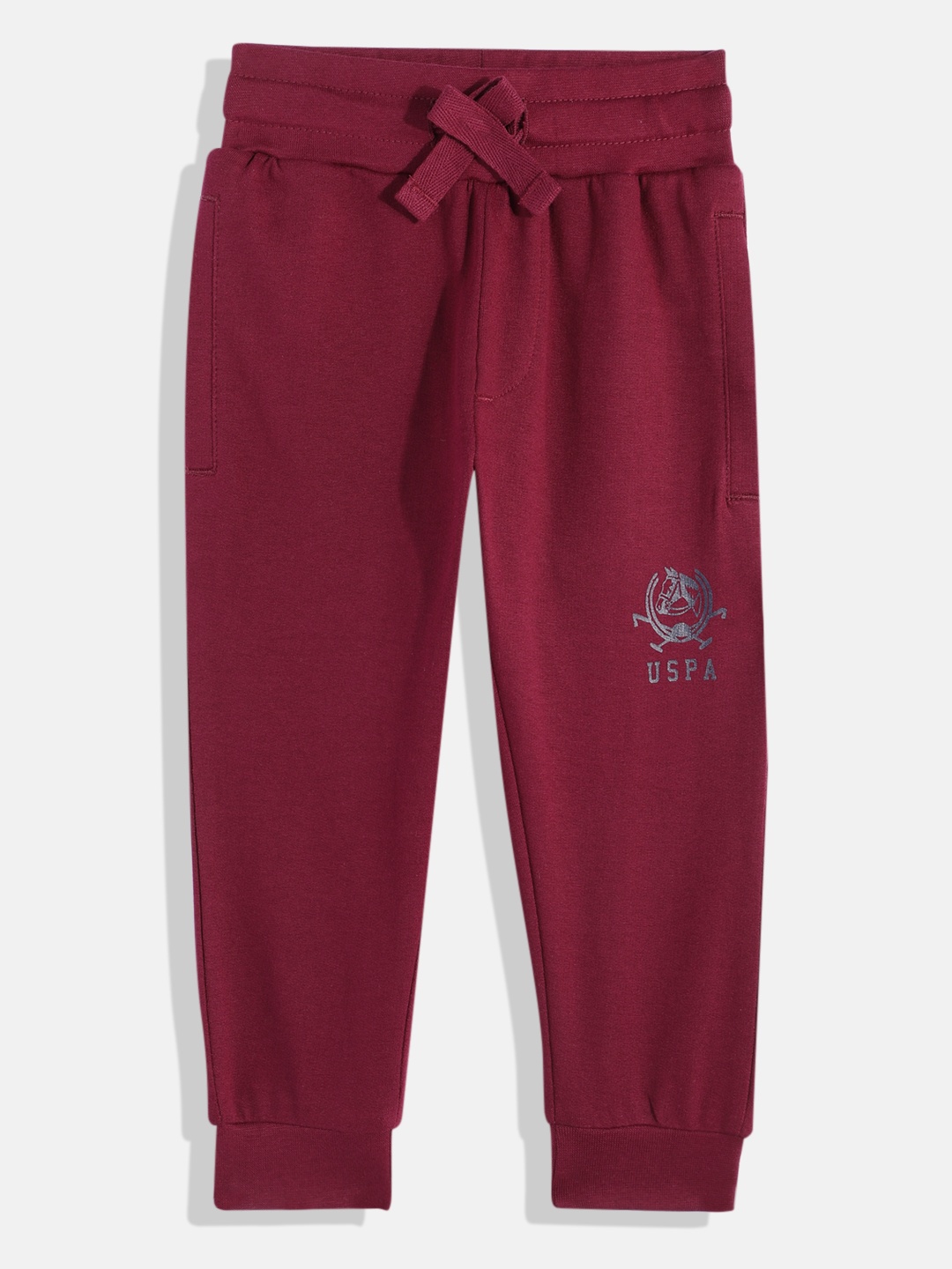 

U.S. Polo Assn. Kids Boys Brand Logo Printed Pure Cotton Joggers, Burgundy