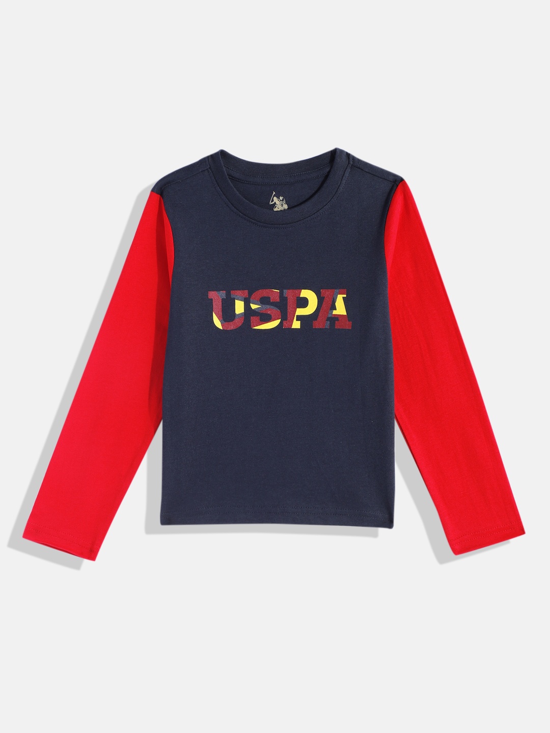 

U.S. Polo Assn. Kids Boys Colourblocked Pure Cotton T-shirt, Navy blue