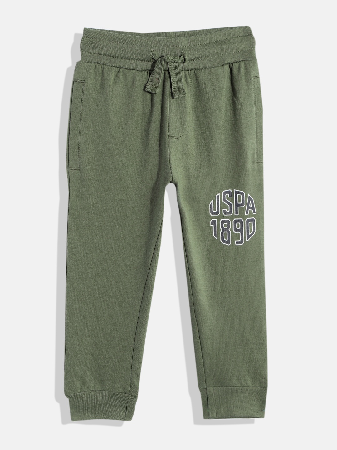 

U.S. Polo Assn. Kids Boys Brand Logo Printed Pure Cotton Joggers, Olive