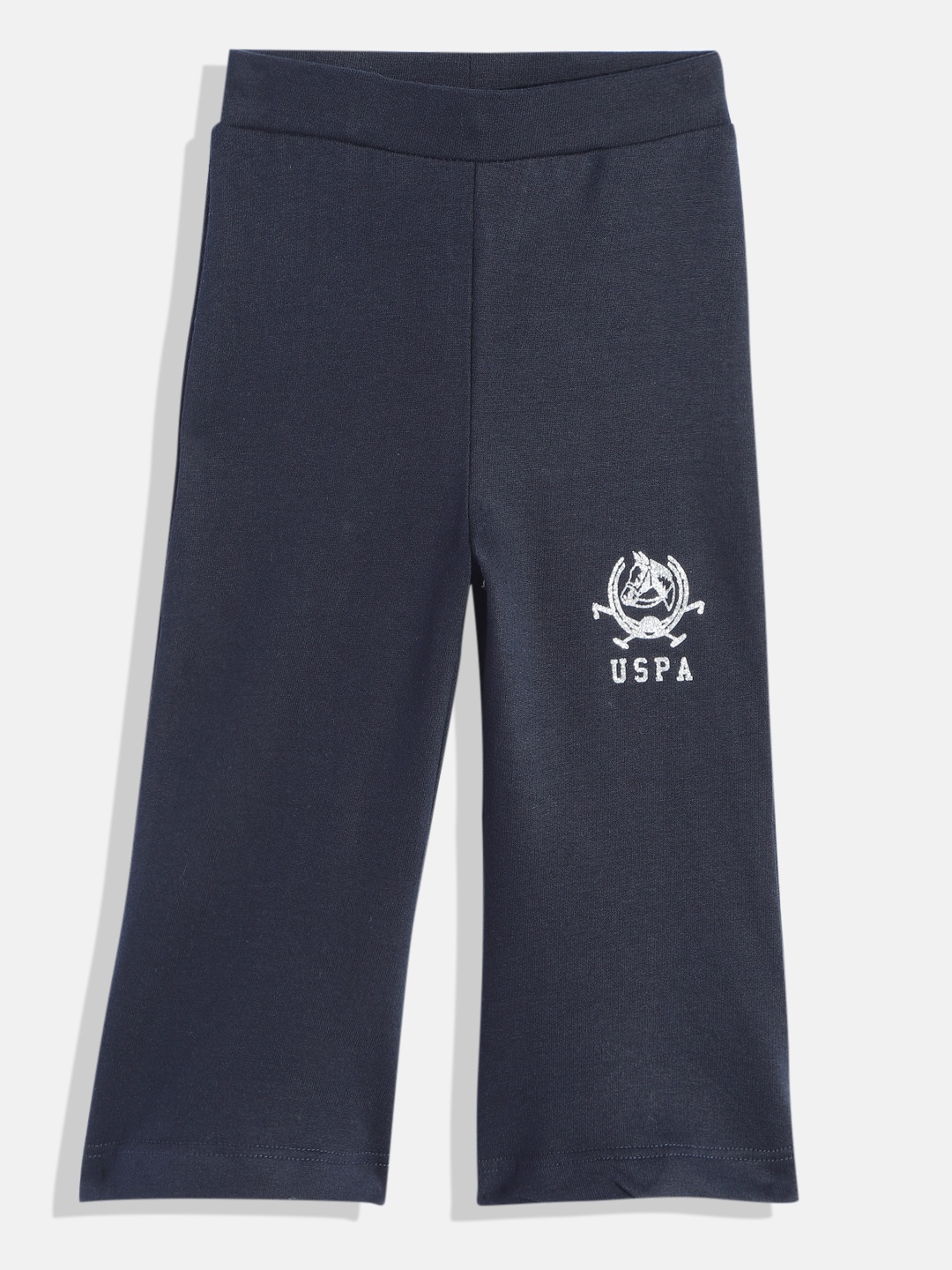 

U.S. Polo Assn. Kids Girls Brand Logo Printed Pure Cotton Track Pants, Navy blue