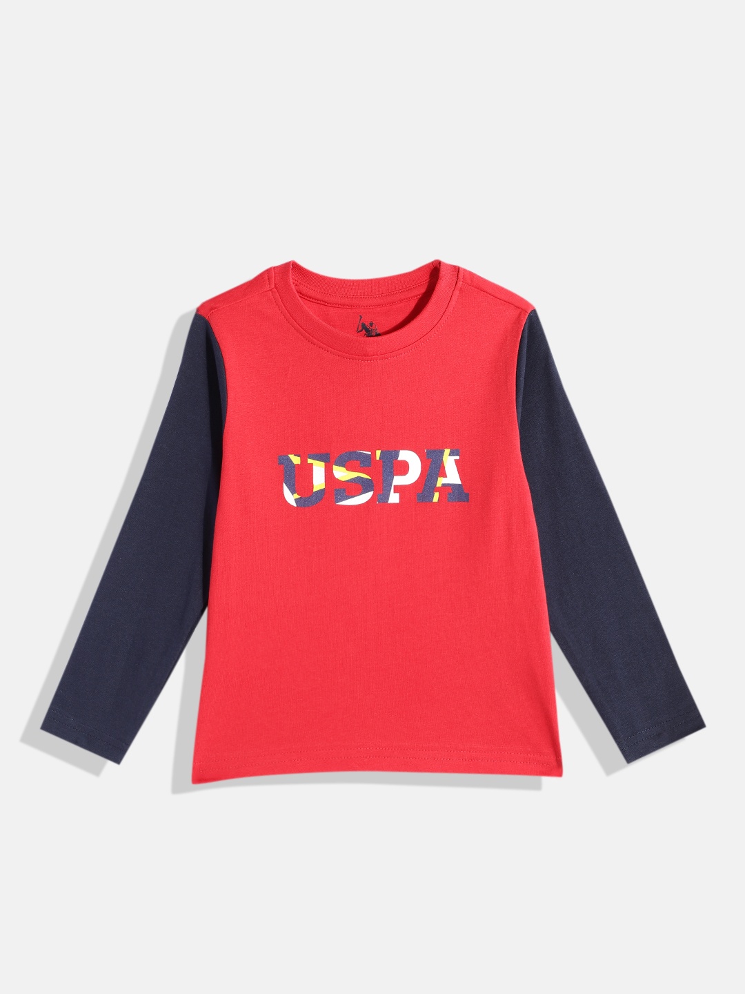 

U.S. Polo Assn. Kids Boys Brand Logo Printed Pure Cotton T-shirt, Red