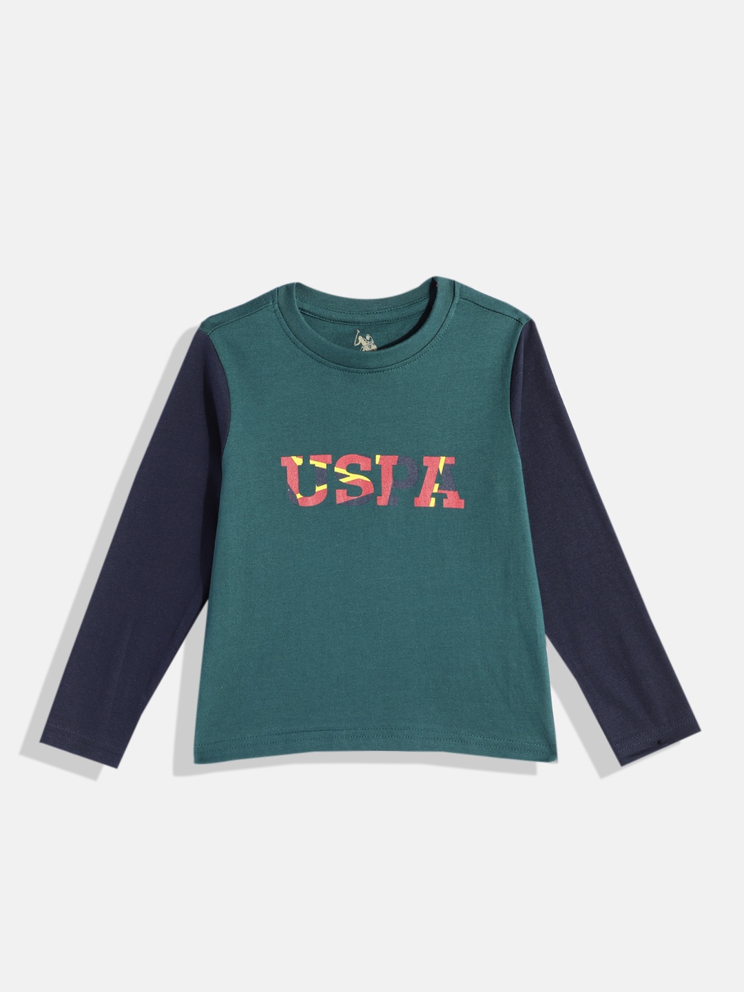 U.S. Polo Assn. Kids Boys Brand Logo Printed Pure Cotton T-shirt, Green