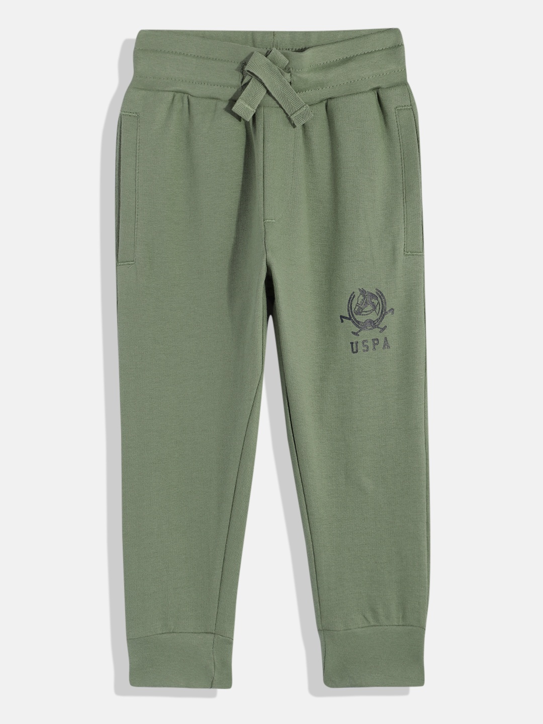 

U.S. Polo Assn. Kids Boys Brand Logo Printed Pure Cotton Joggers, Olive