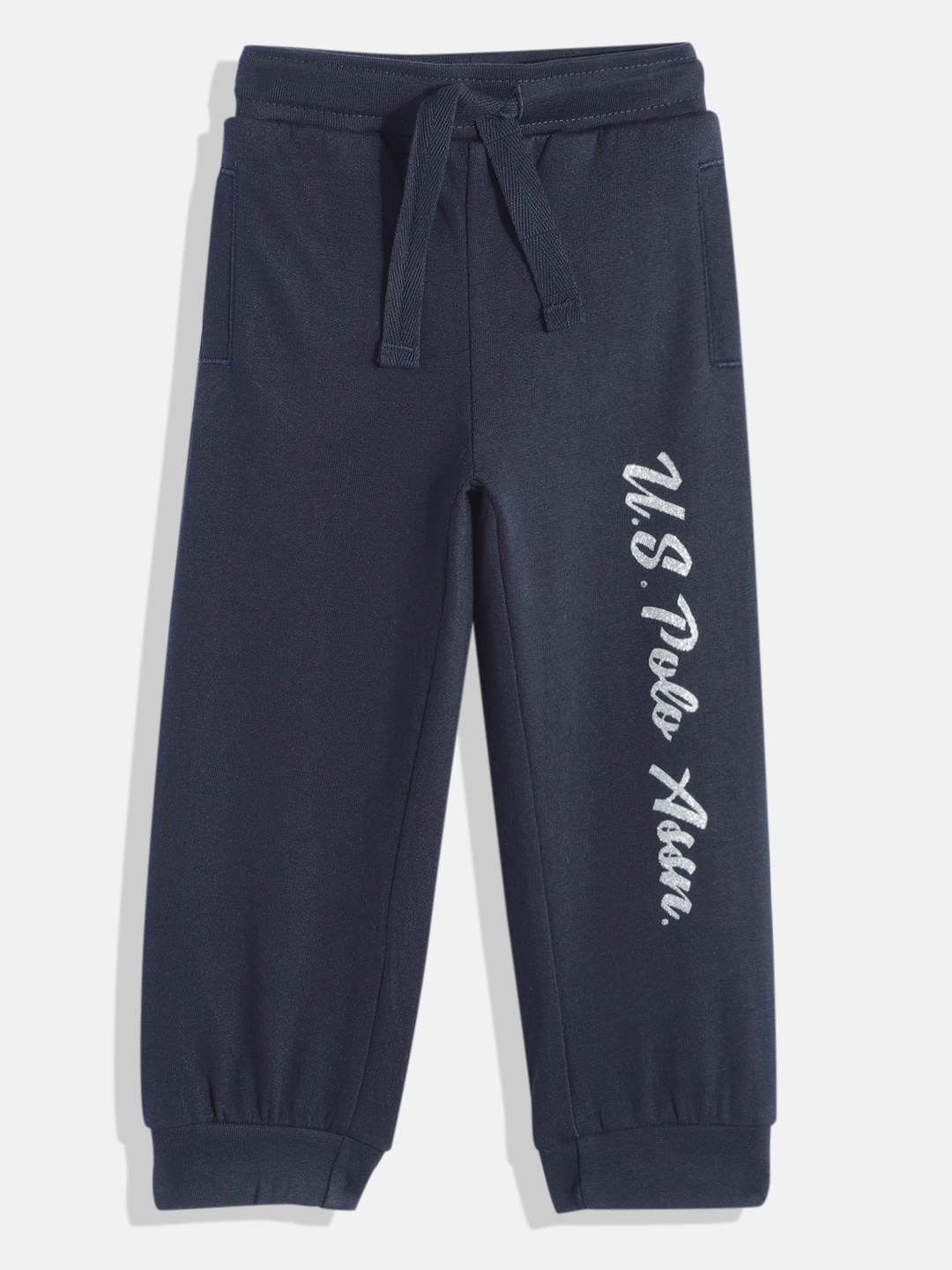 

U.S. Polo Assn. Kids Girls Brand Logo Printed Pure Cotton Joggers, Navy blue