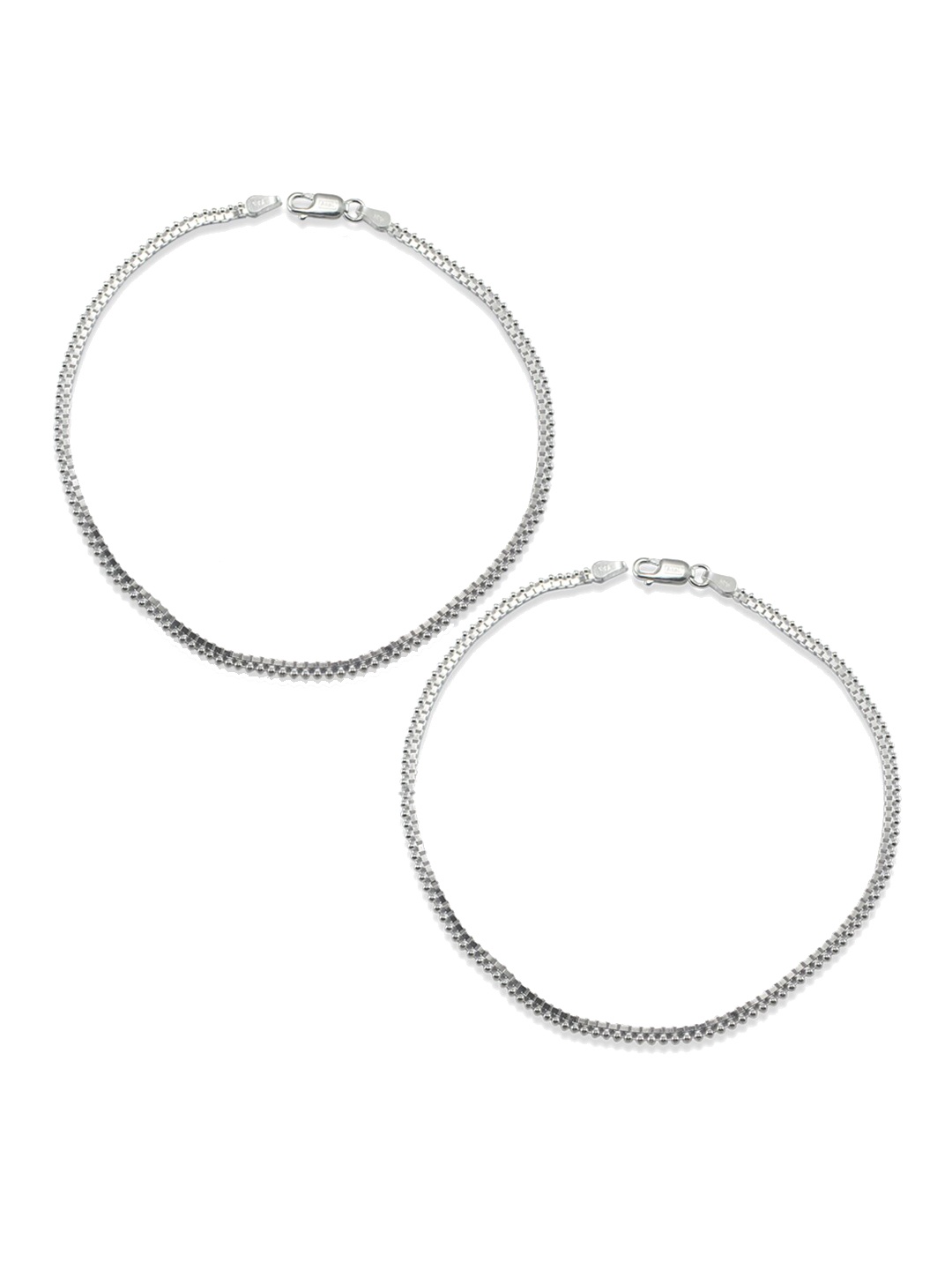 

Taraash Set of 2 925 Sterling Silver Ball Chain Anklets